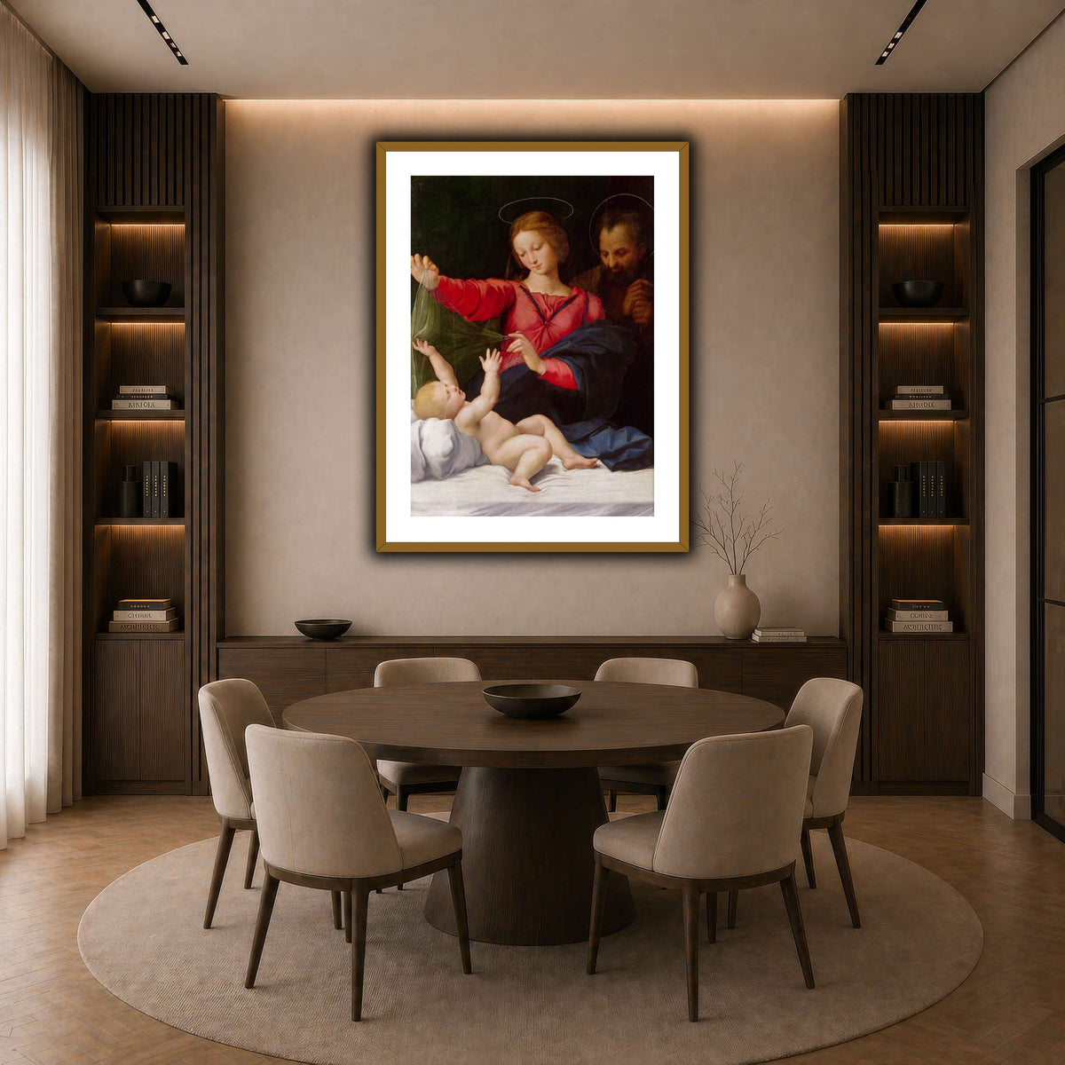 Raffaello_Sanzio_La_Madone_de_Lorette dark neutral-dining room