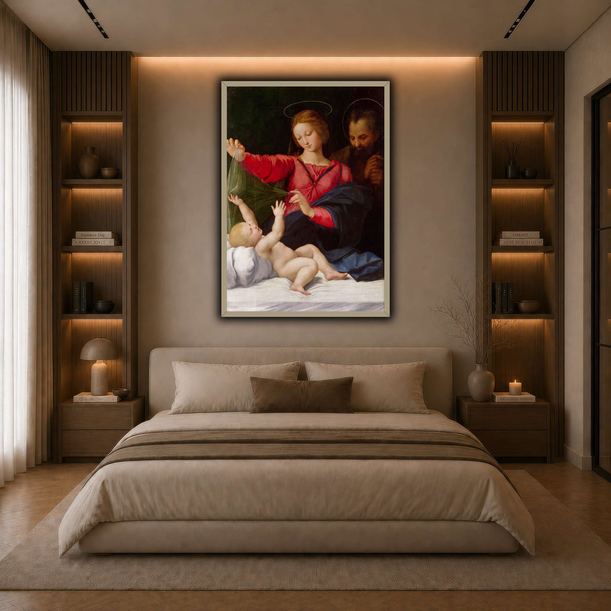 Raffaello_Sanzio_La_Madone_de_Lorette dark neutral-bedroom