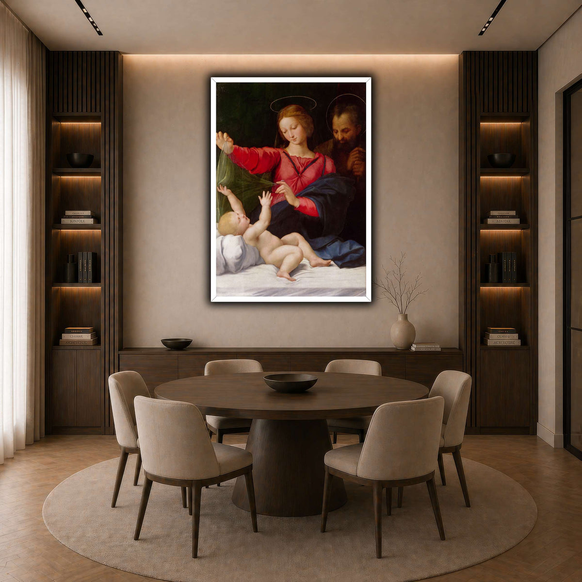 Raffaello_Sanzio_La_Madone_de_Lorette dark neutral-dining room