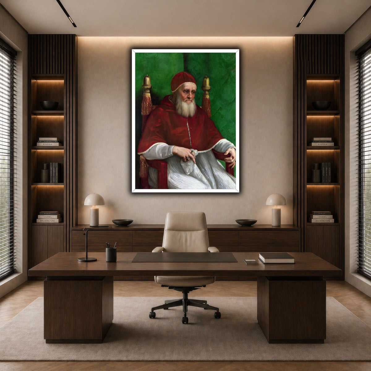 Raffaello_Sanzio_Pope_Julius_II dark neutral-office