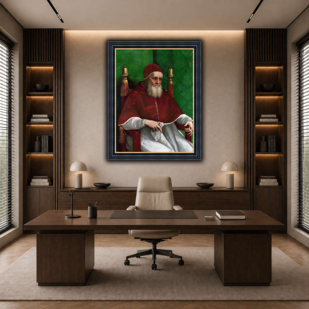 Raffaello_Sanzio_Pope_Julius_II dark neutral-office