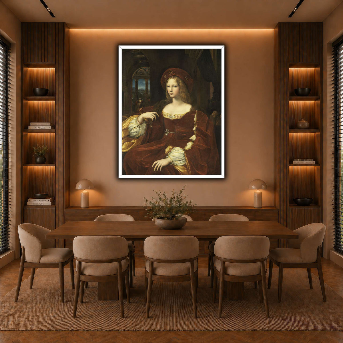 Raffaello_Sanzio_Portrait_de_Jeanne_d'Aragon warm-dining room