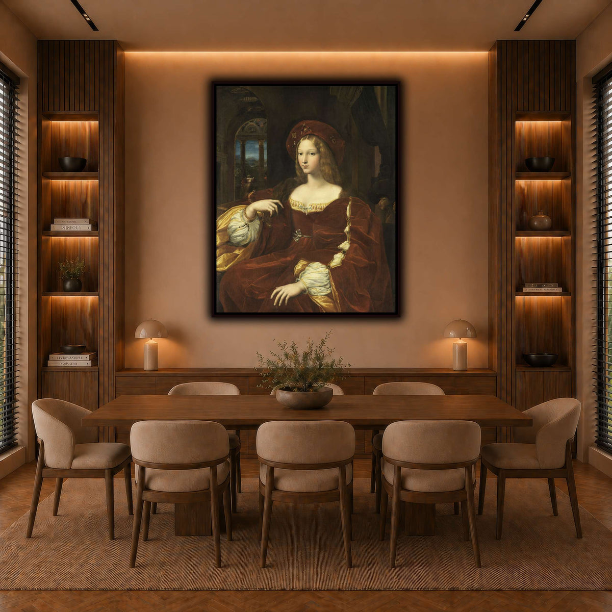 Raffaello_Sanzio_Portrait_de_Jeanne_d'Aragon warm-dining room