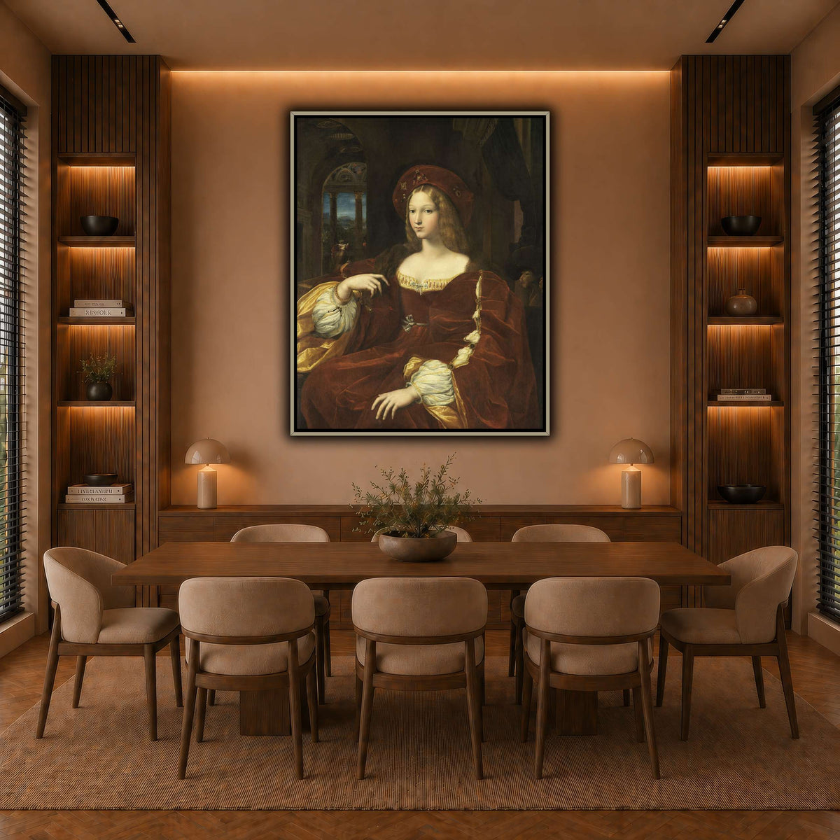 Raffaello_Sanzio_Portrait_de_Jeanne_d'Aragon warm-dining room