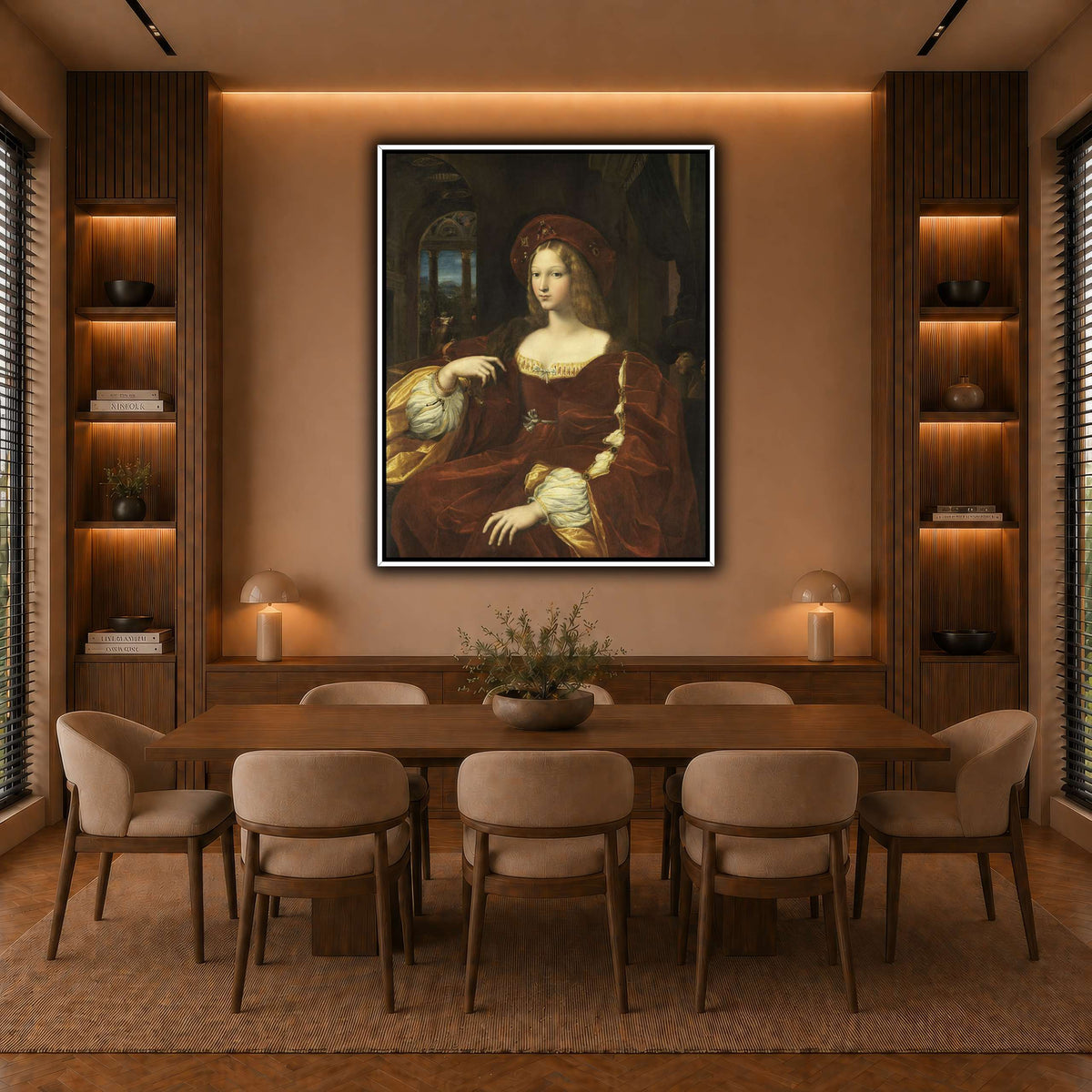 Raffaello_Sanzio_Portrait_de_Jeanne_d'Aragon warm-dining room