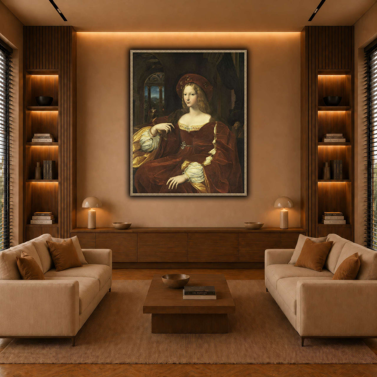Raffaello_Sanzio_Portrait_de_Jeanne_d'Aragon warm-living-room