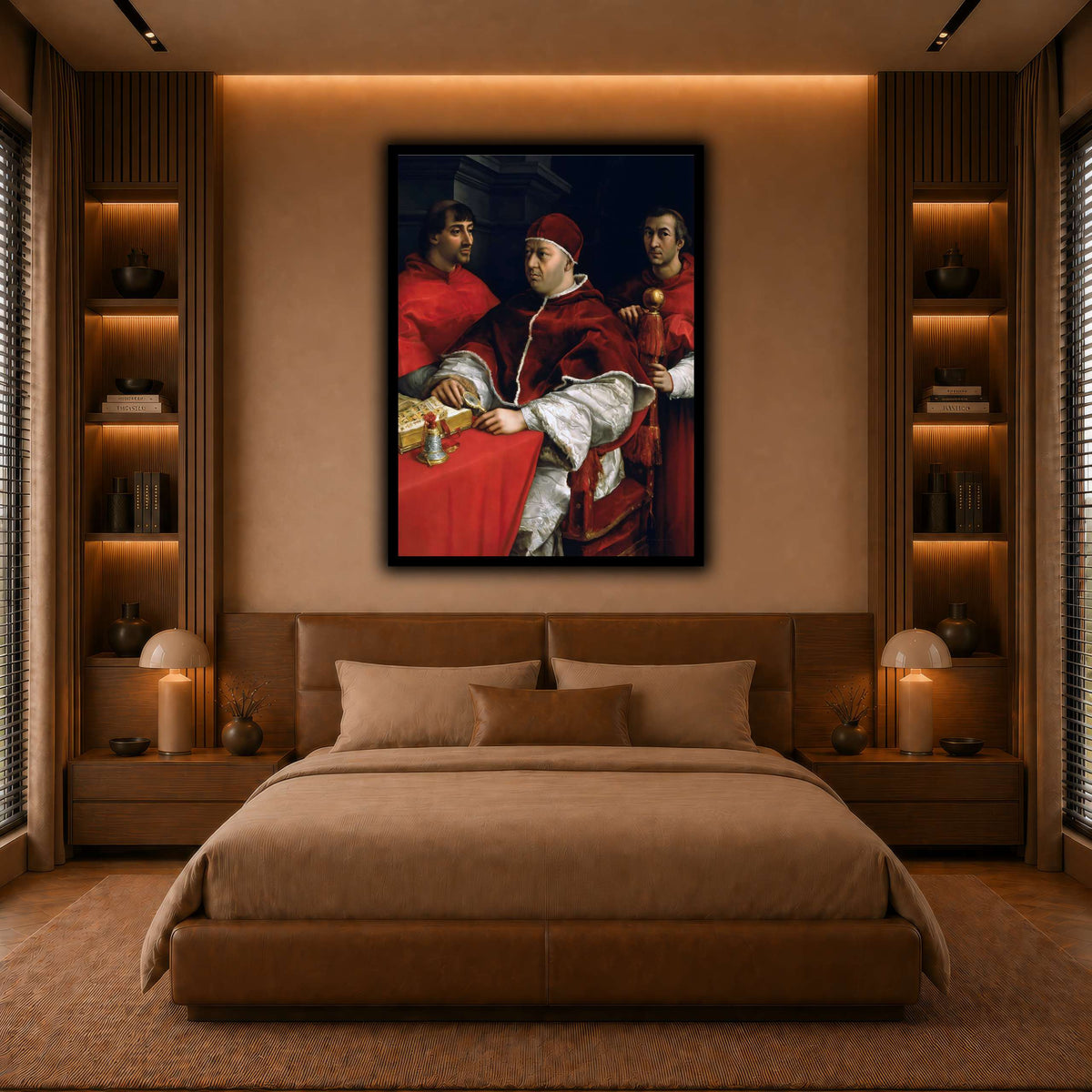 Raffaello_Sanzio_Portrait_of_Pope_Leo_X_and_his_cousins,_cardinals warm-bedroom