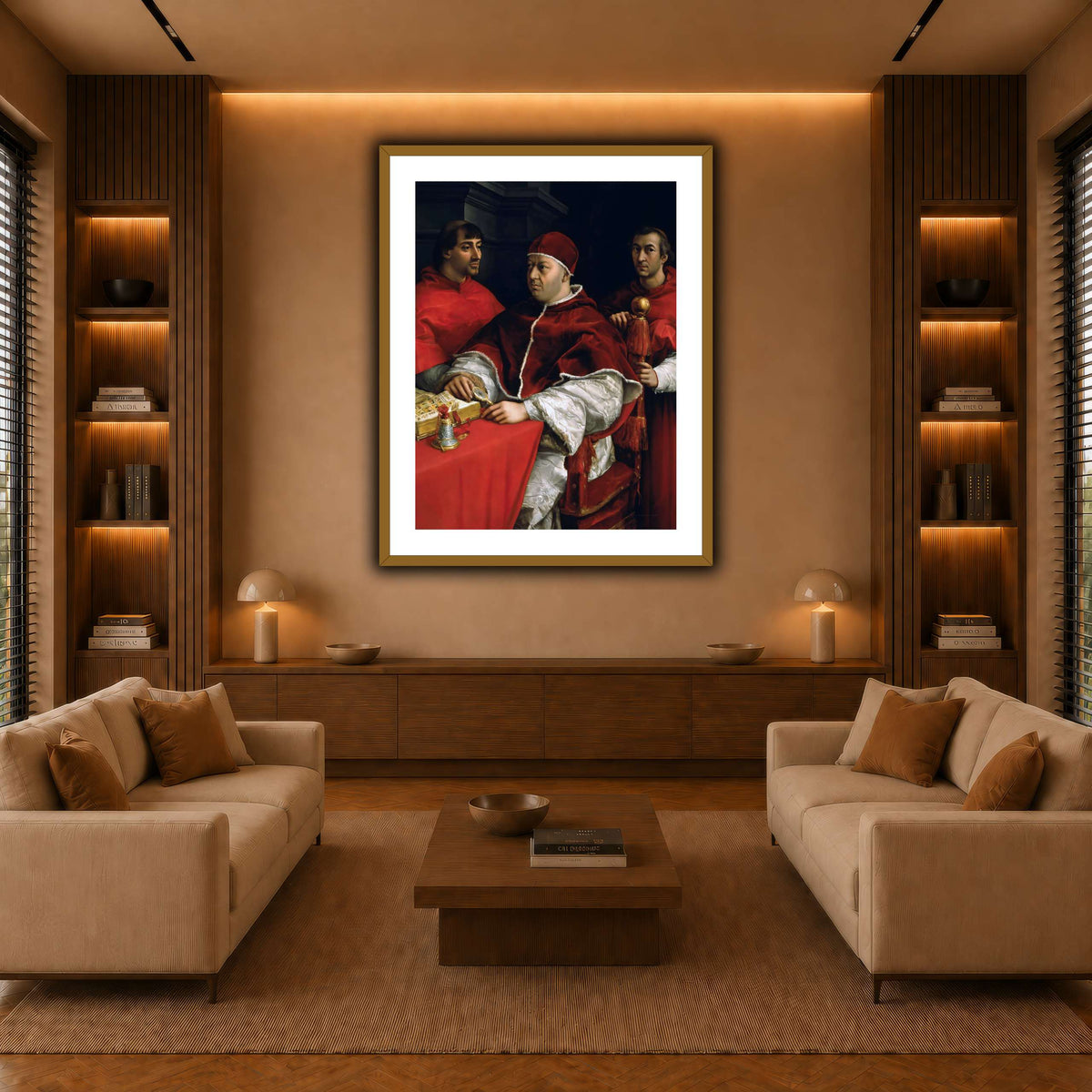 Raffaello_Sanzio_Portrait_of_Pope_Leo_X_and_his_cousins,_cardinals warm-living-room