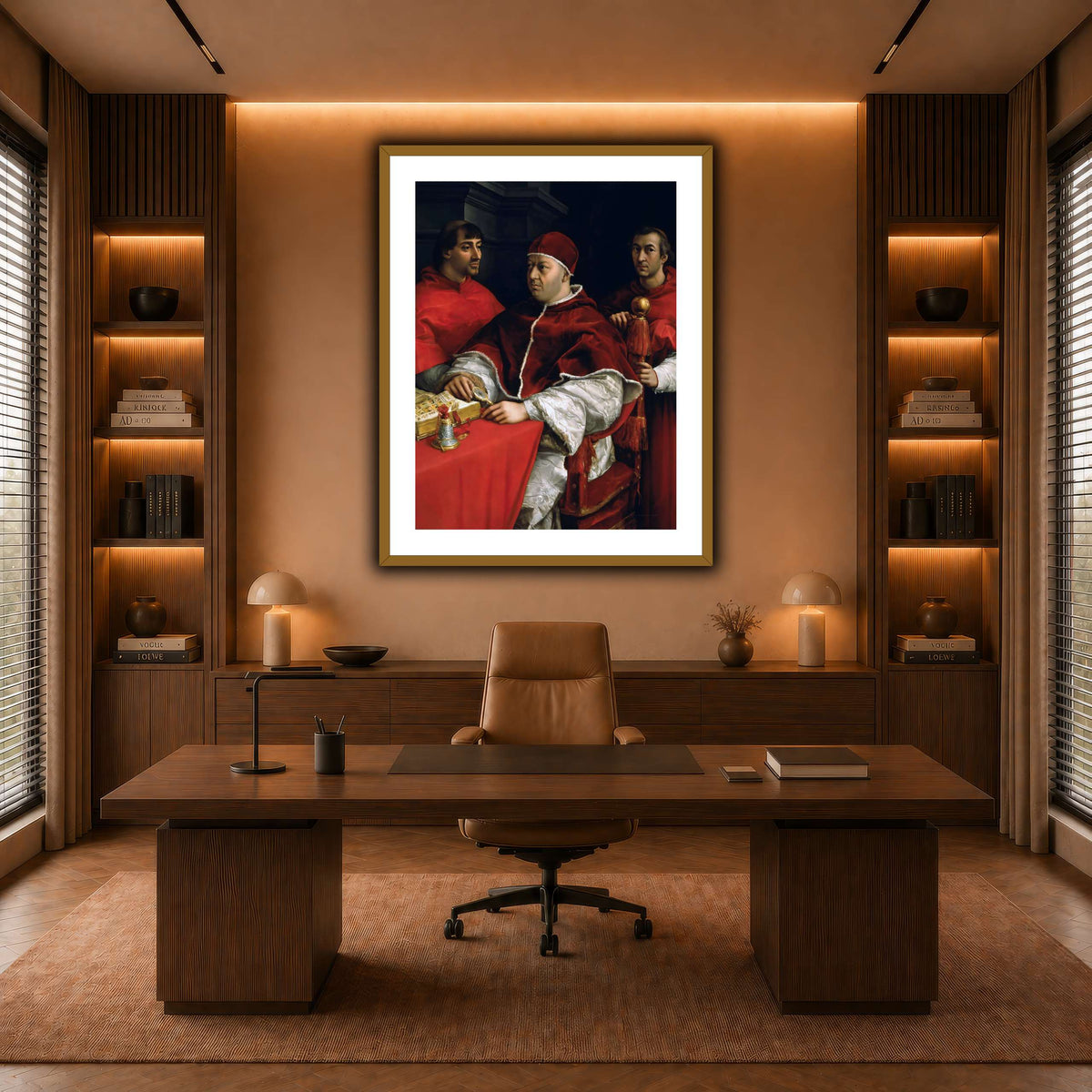 Raffaello_Sanzio_Portrait_of_Pope_Leo_X_and_his_cousins,_cardinals warm-office