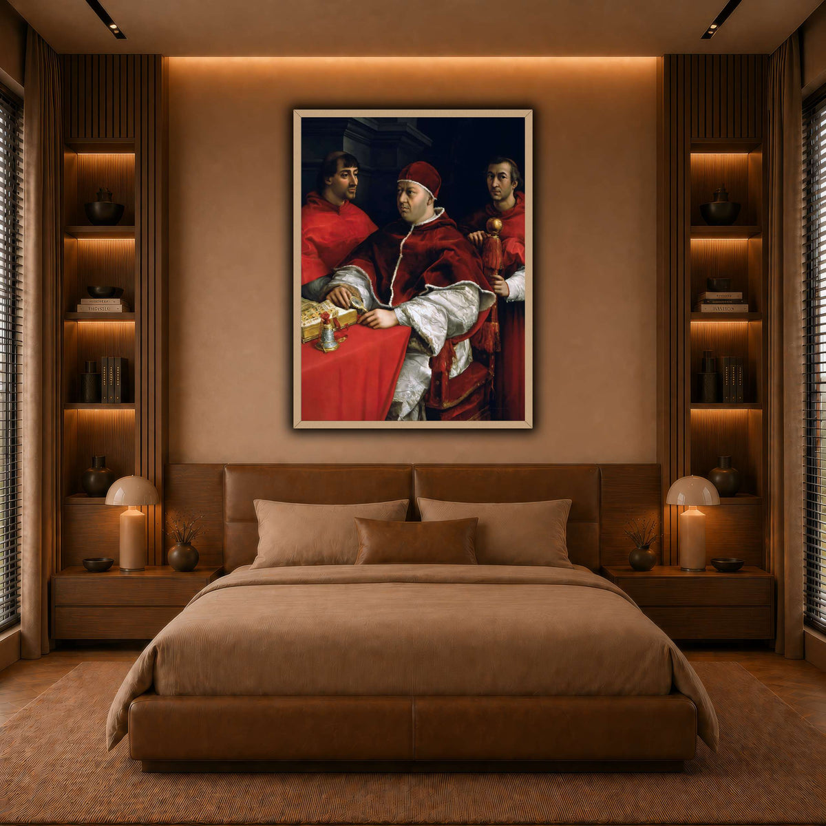 Raffaello_Sanzio_Portrait_of_Pope_Leo_X_and_his_cousins,_cardinals warm-bedroom