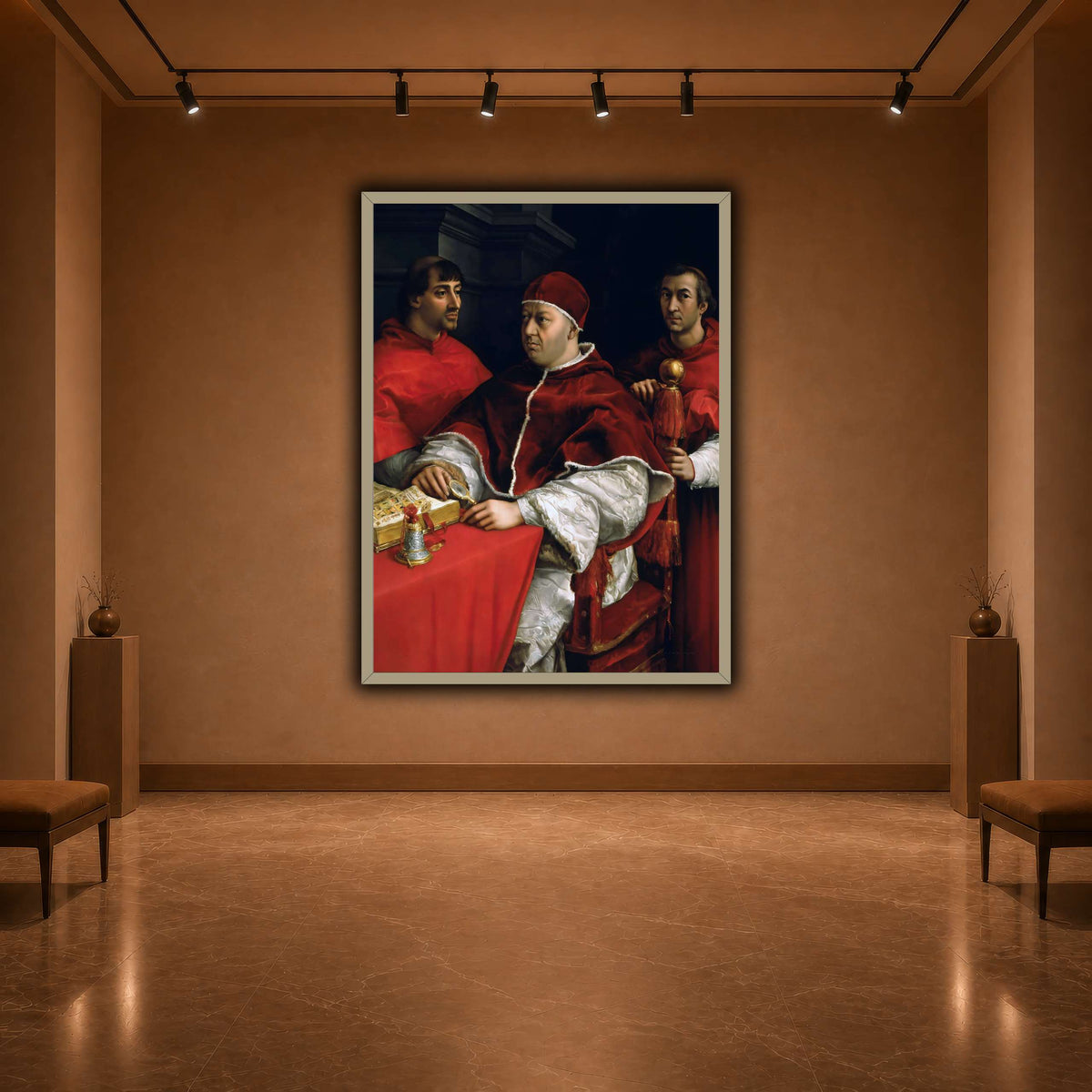 Raffaello_Sanzio_Portrait_of_Pope_Leo_X_and_his_cousins,_cardinals warm-agallery