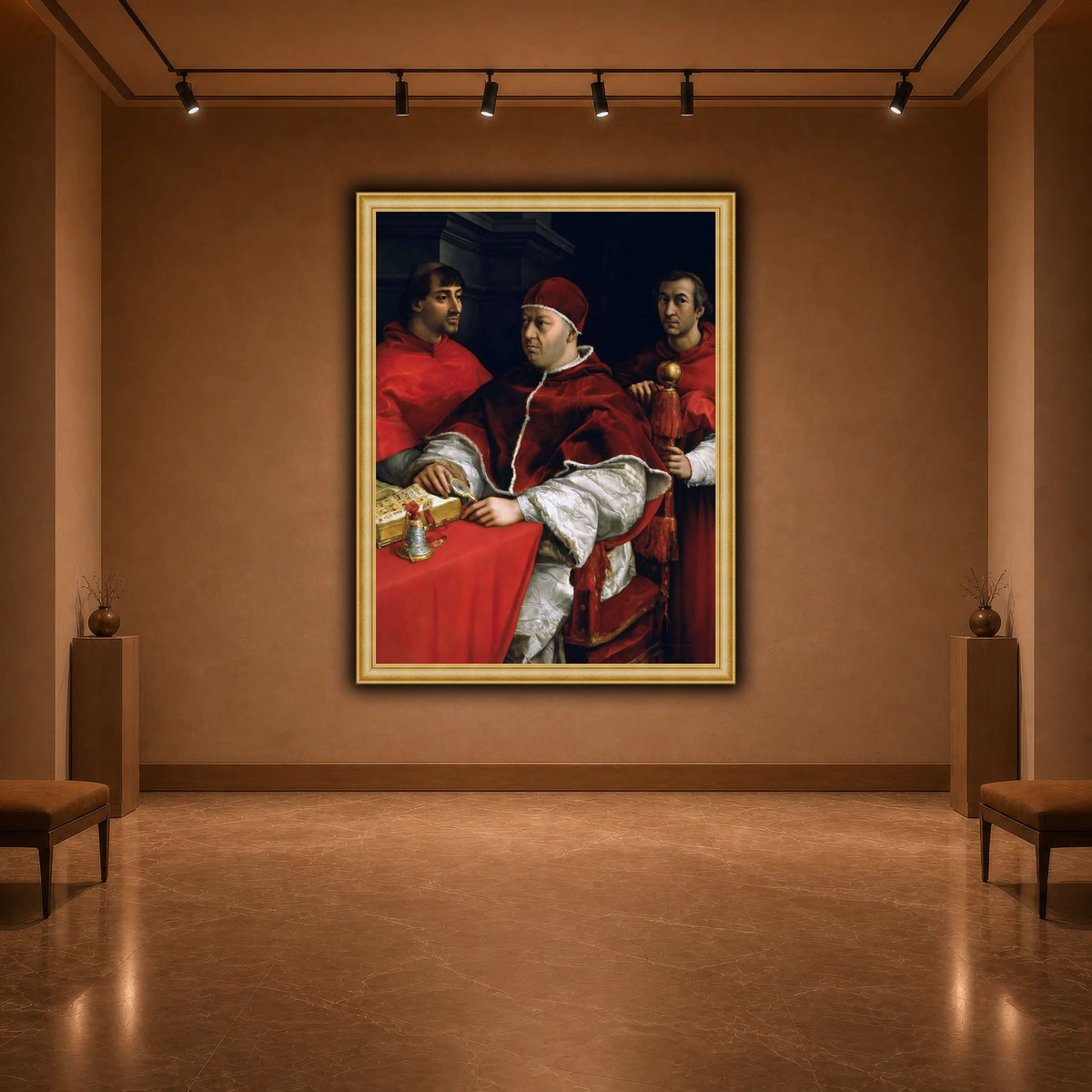 Raffaello_Sanzio_Portrait_of_Pope_Leo_X_and_his_cousins,_cardinals warm-agallery