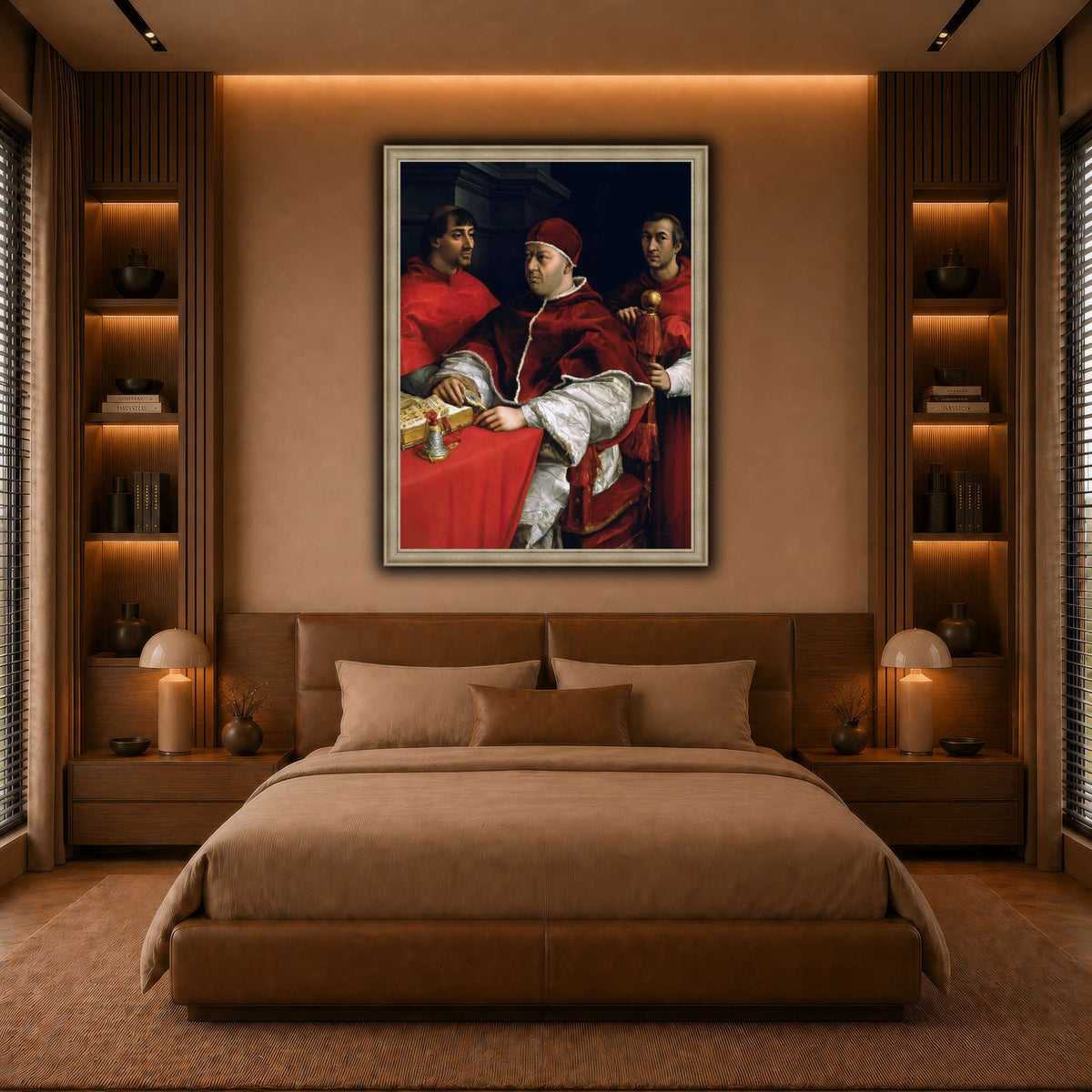 Raffaello_Sanzio_Portrait_of_Pope_Leo_X_and_his_cousins,_cardinals warm-bedroom