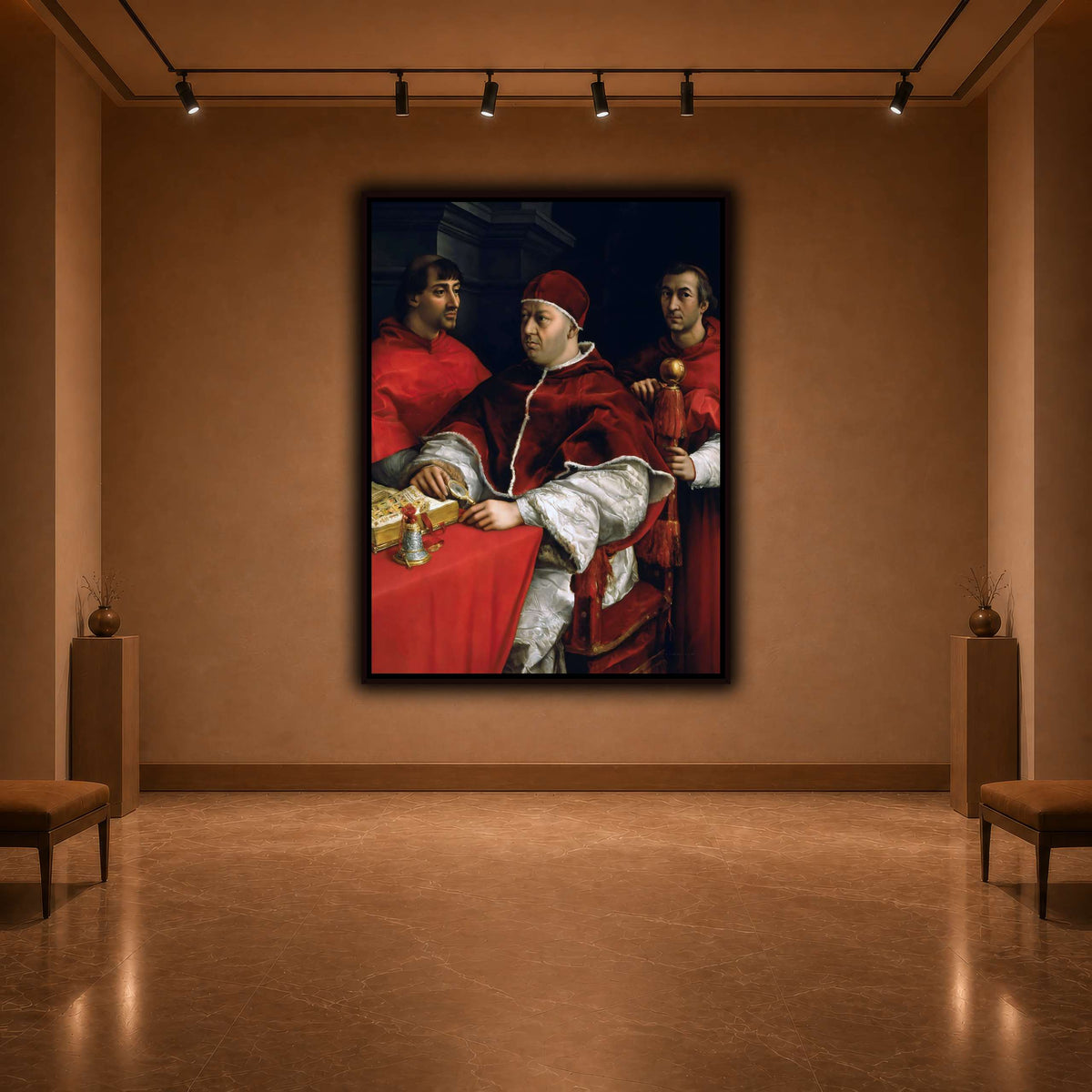 Raffaello_Sanzio_Portrait_of_Pope_Leo_X_and_his_cousins,_cardinals warm-agallery