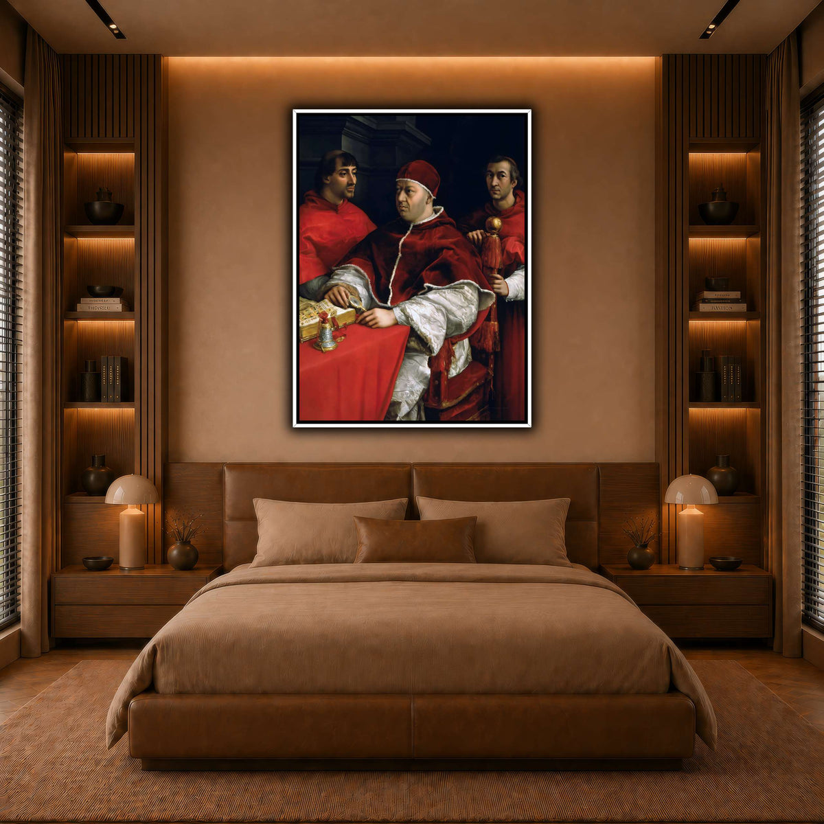 Raffaello_Sanzio_Portrait_of_Pope_Leo_X_and_his_cousins,_cardinals warm-bedroom