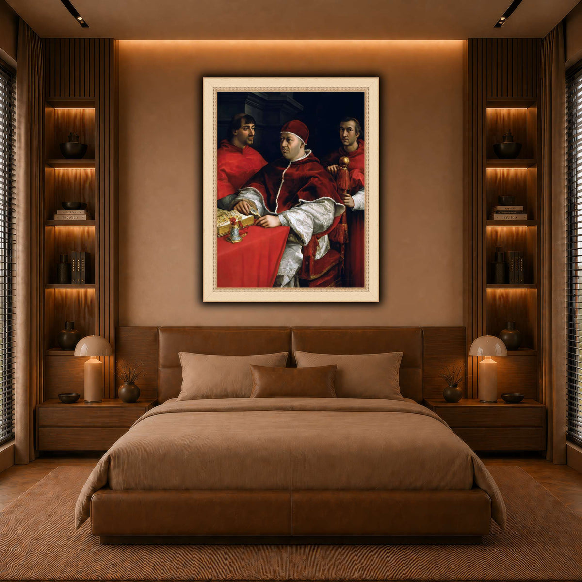 Raffaello_Sanzio_Portrait_of_Pope_Leo_X_and_his_cousins,_cardinals warm-bedroom