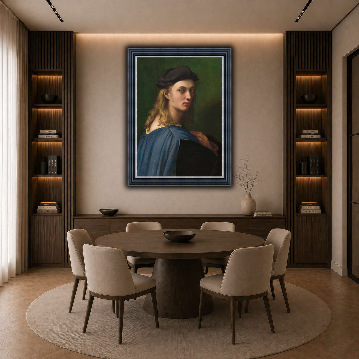 Raffaello_Sanzio_Ritratto_di_Bindo_Altoviti dark neutral-dining room