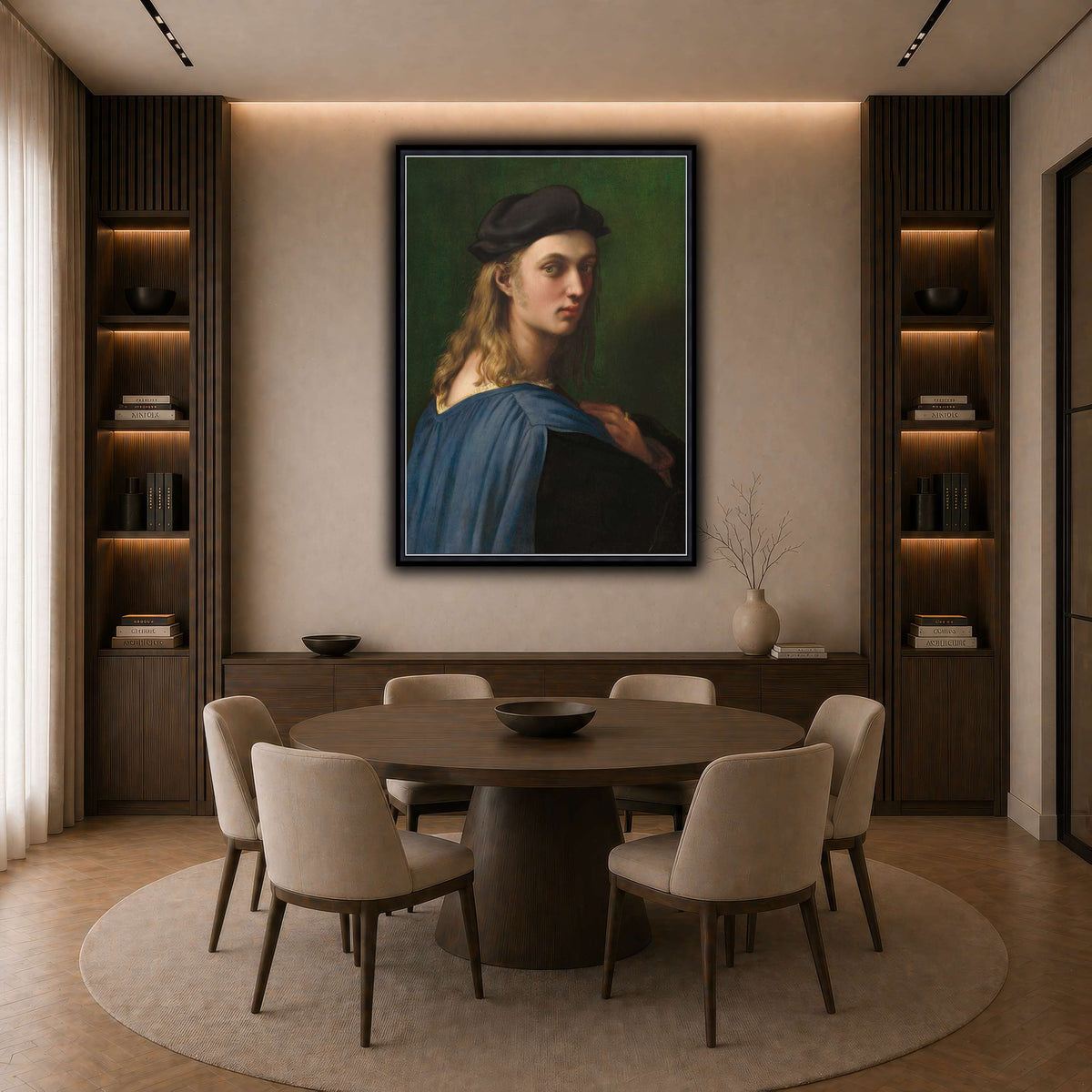 Raffaello_Sanzio_Ritratto_di_Bindo_Altoviti dark neutral-dining room