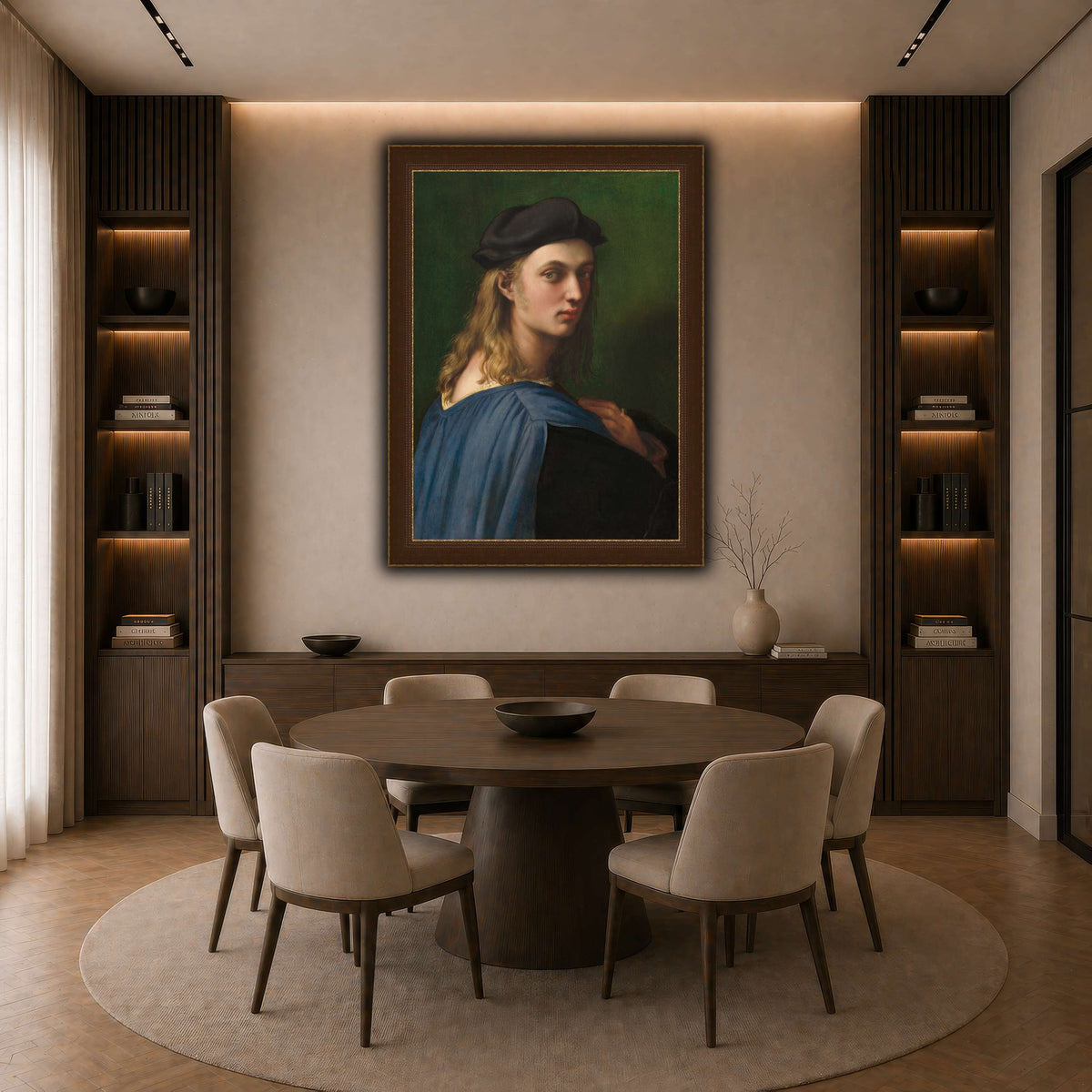 Raffaello_Sanzio_Ritratto_di_Bindo_Altoviti dark neutral-dining room