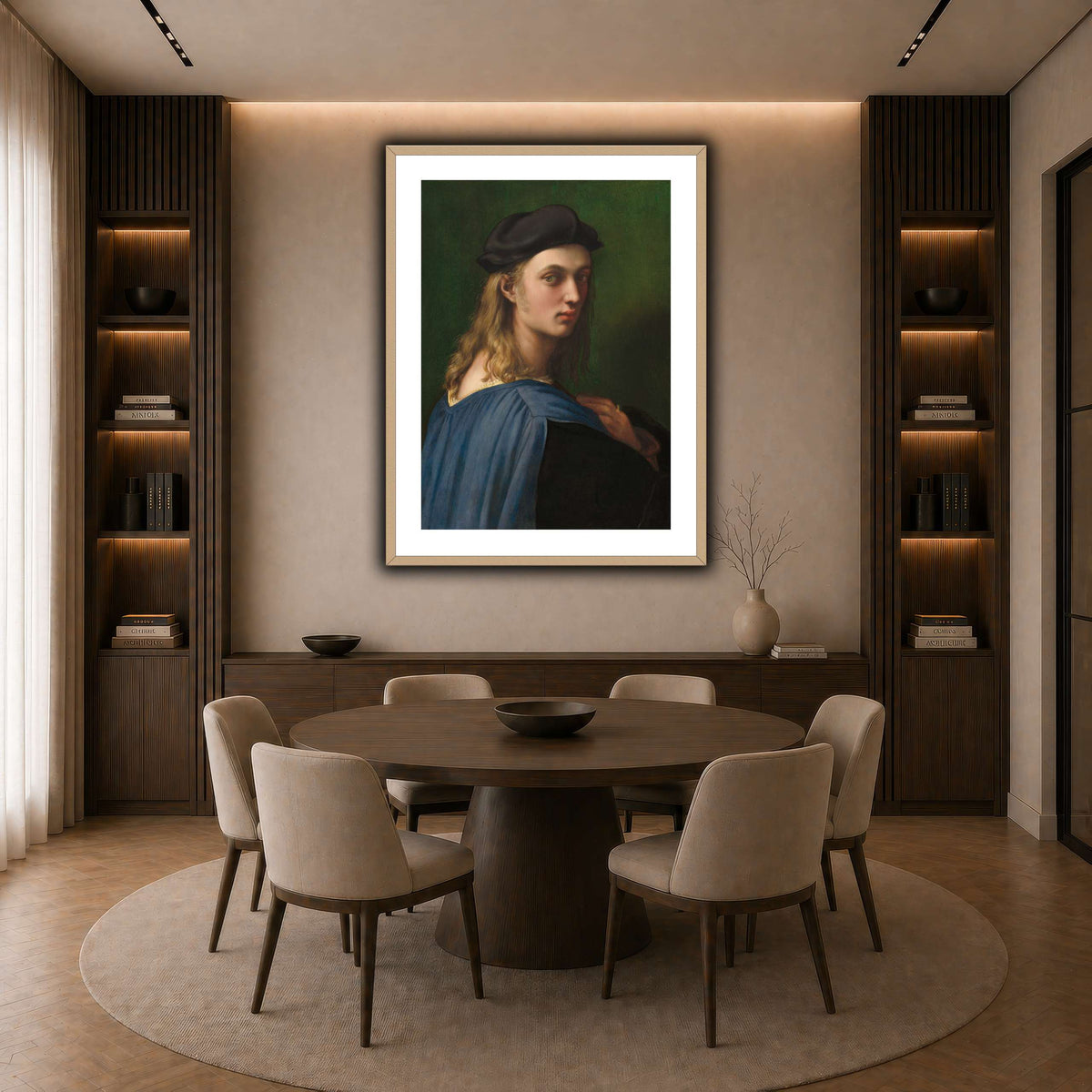 Raffaello_Sanzio_Ritratto_di_Bindo_Altoviti dark neutral-dining room
