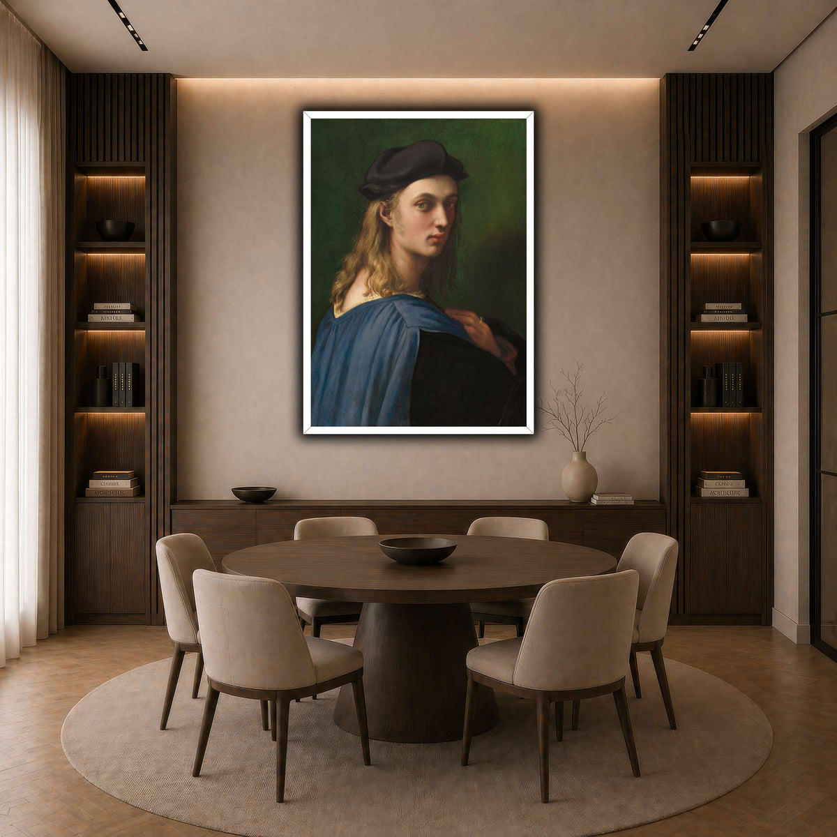 Raffaello_Sanzio_Ritratto_di_Bindo_Altoviti dark neutral-dining room