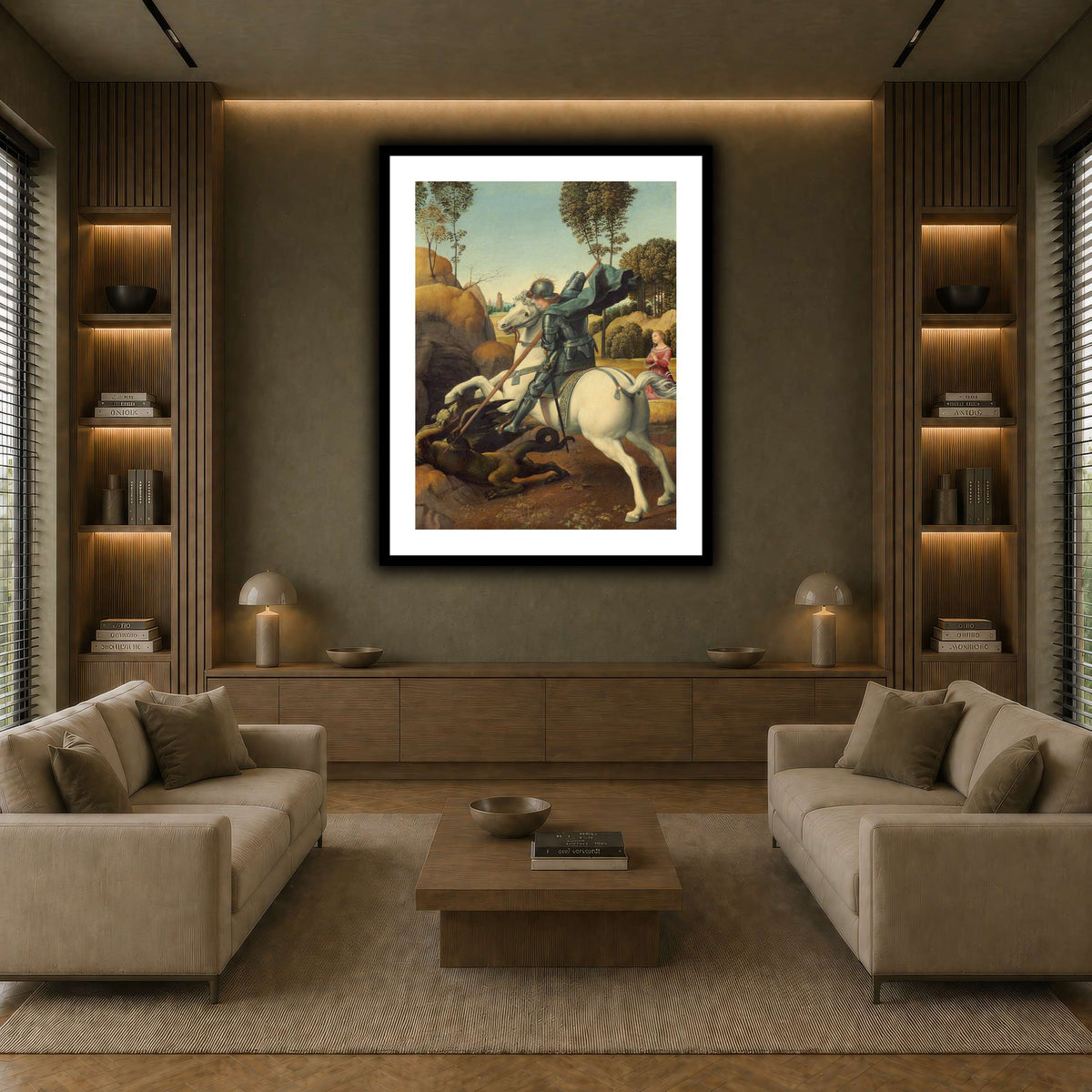 Raffaello_Sanzio_Saint_George_and_the_Dragon earth-living room