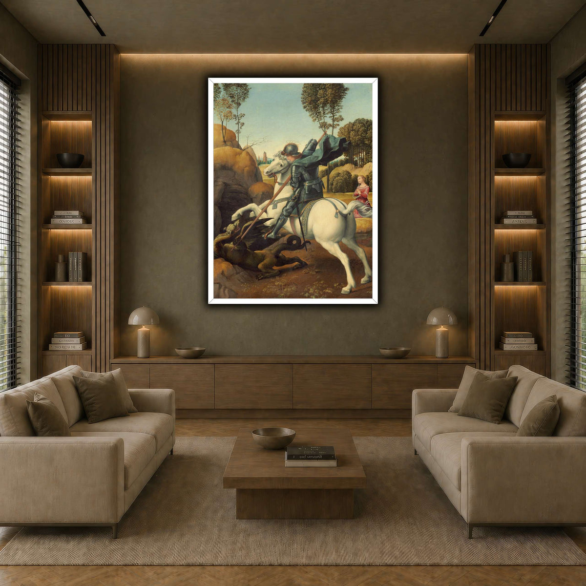 Raffaello_Sanzio_Saint_George_and_the_Dragon earth-living room