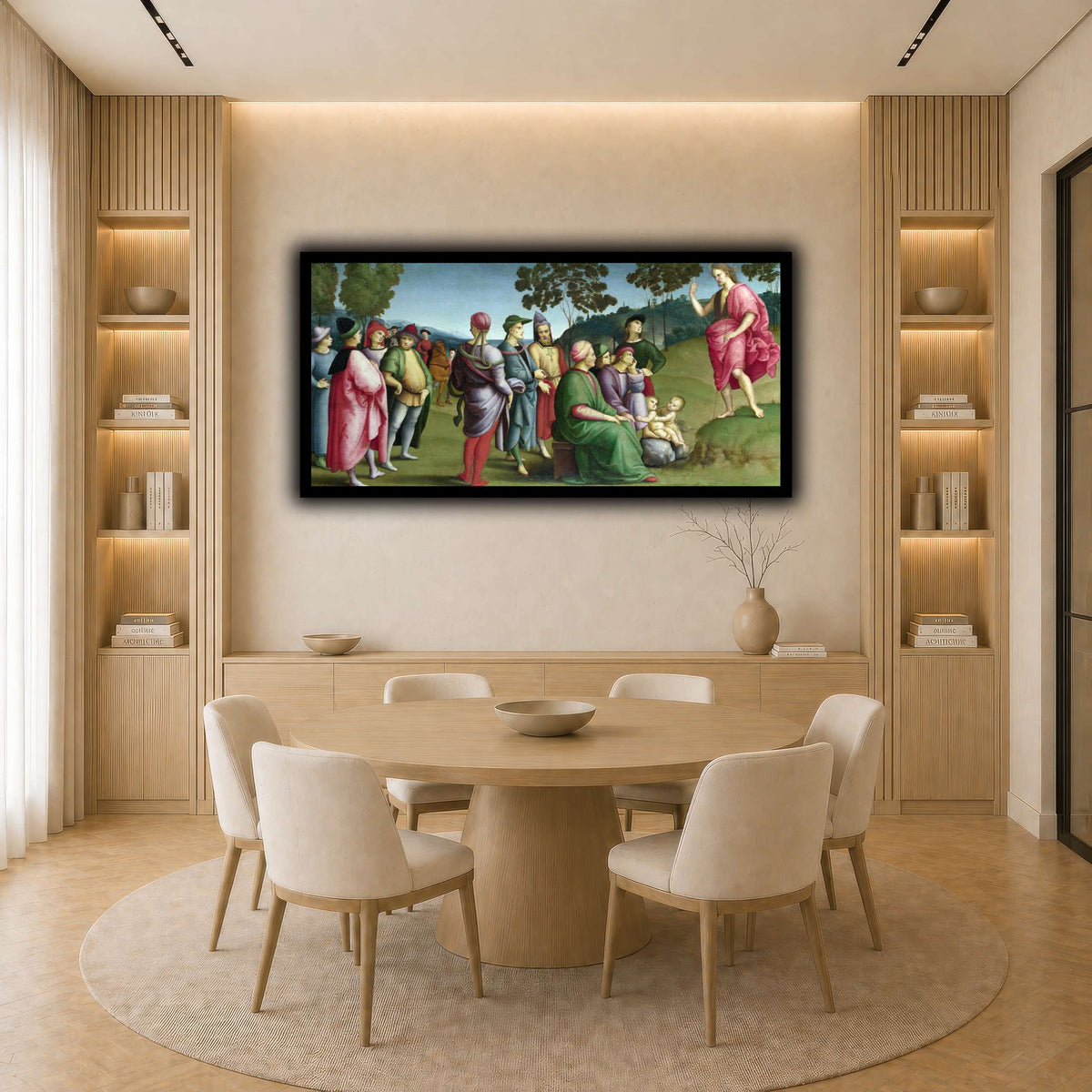 Raffaello_Sanzio_Saint_John_the_Baptist_Preaching light neutral-dining room