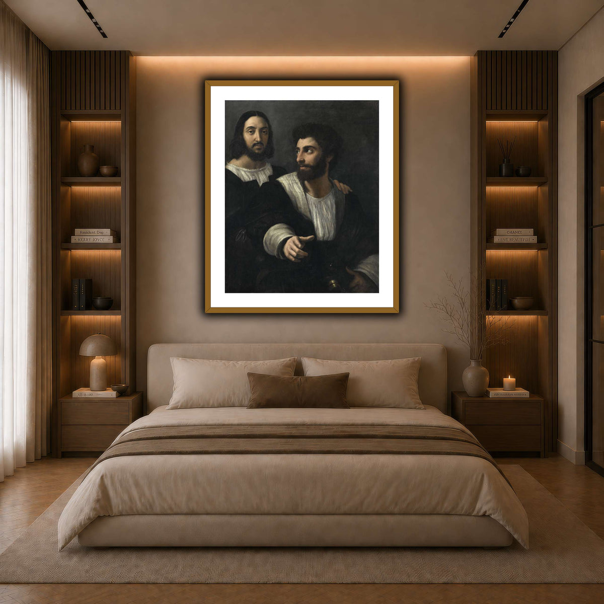 Raphael_self_portrait_with_a_friend dark neutral-bedroom