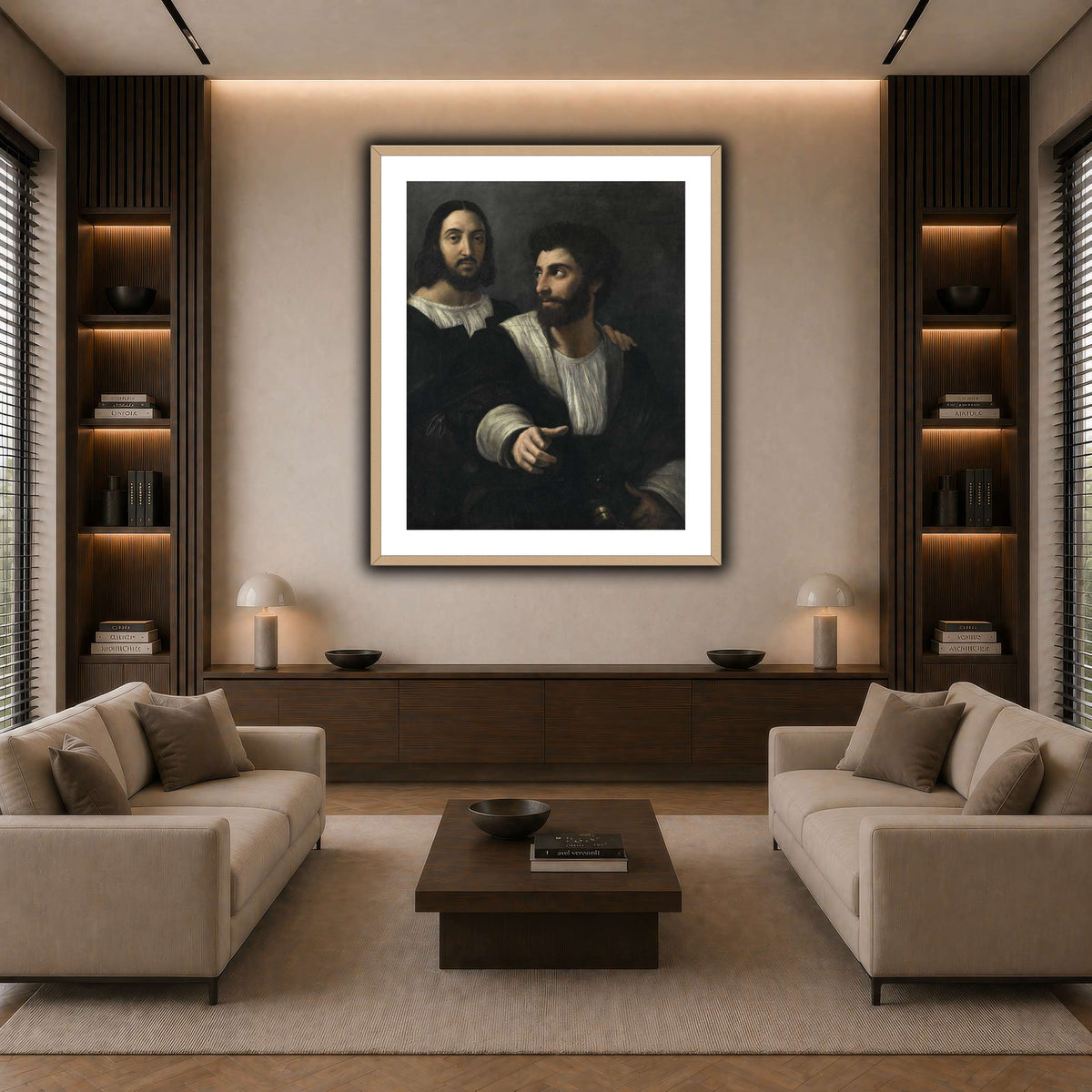 Raphael_self_portrait_with_a_friend dark neutral-living room