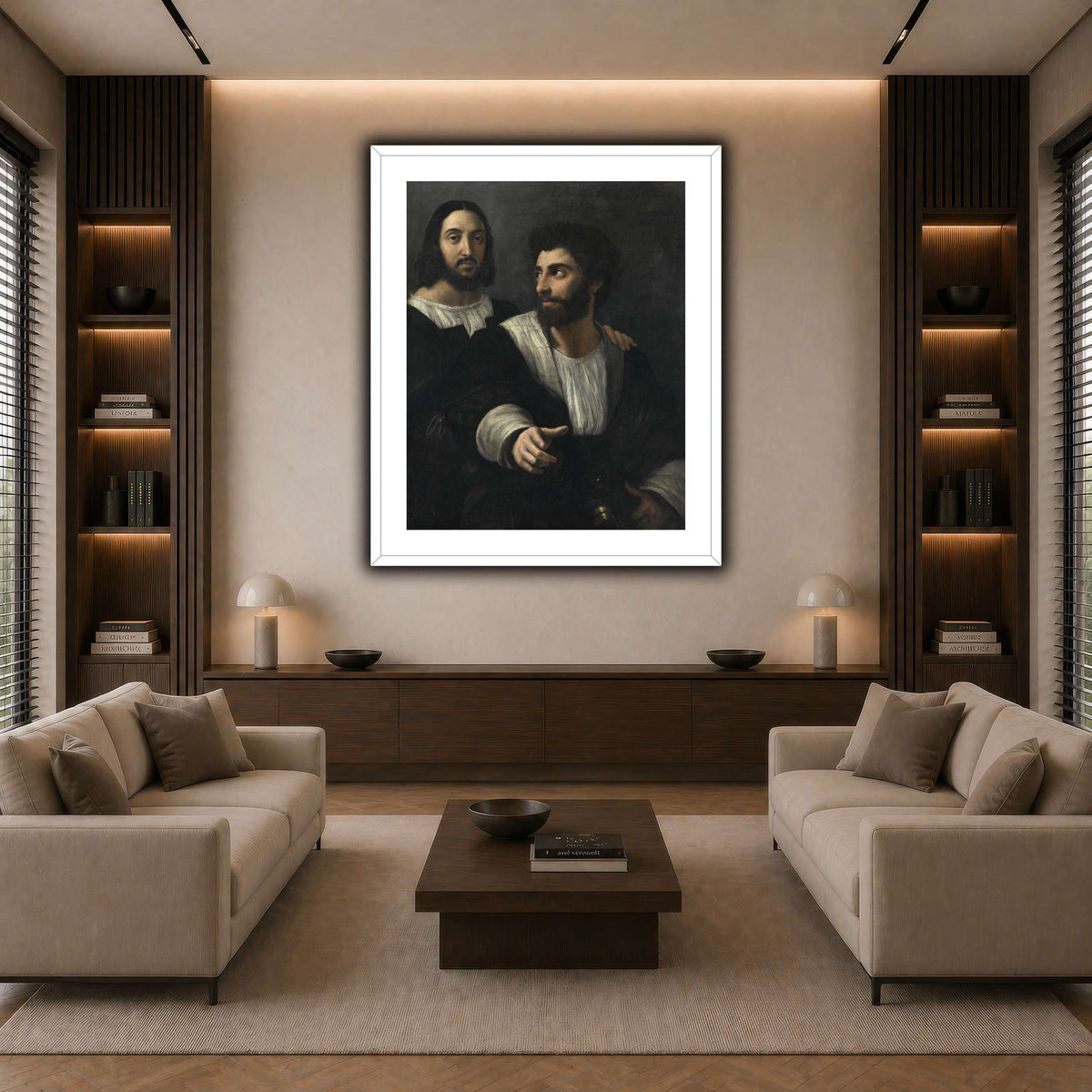 Raphael_self_portrait_with_a_friend dark neutral-living room