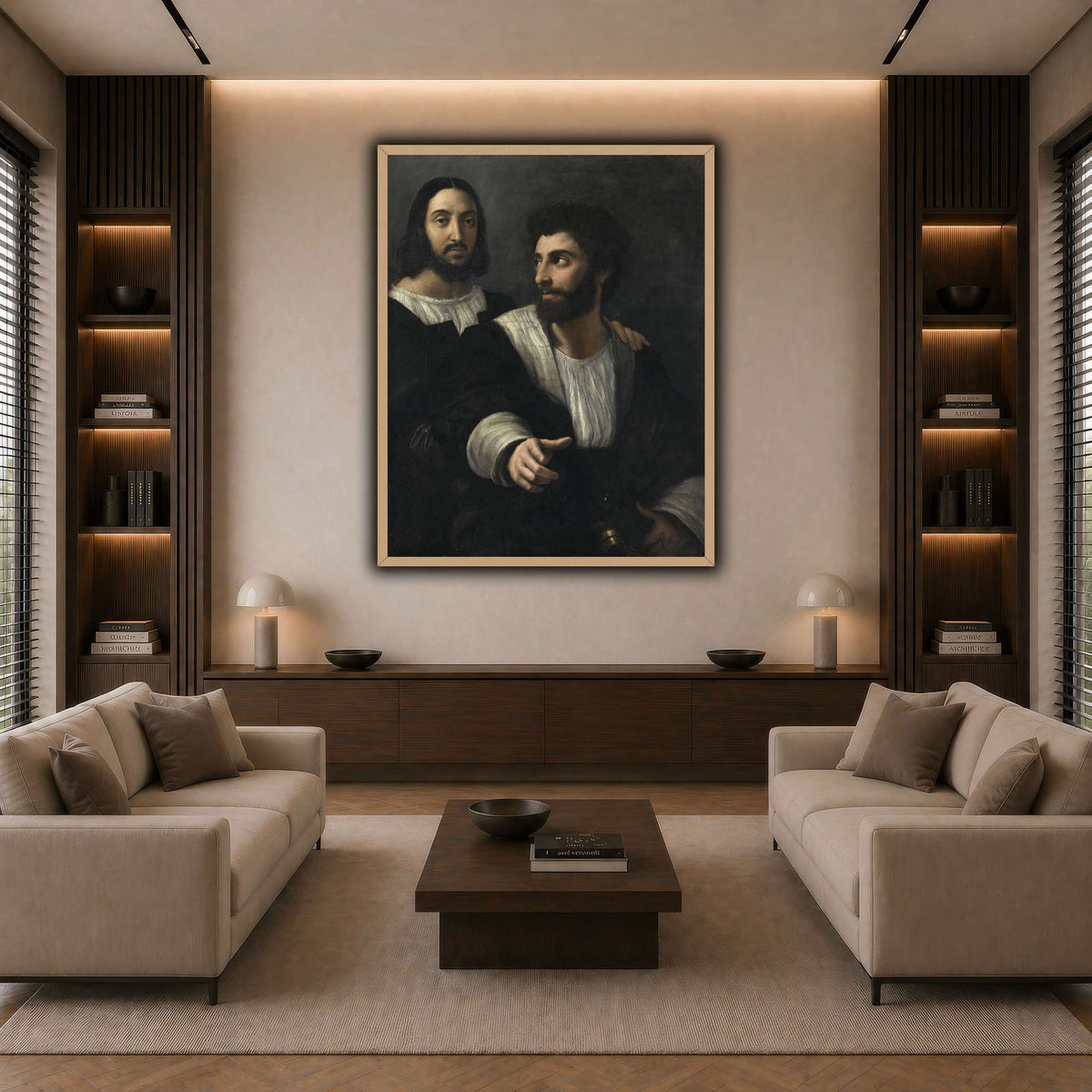 Raphael_self_portrait_with_a_friend dark neutral-living room