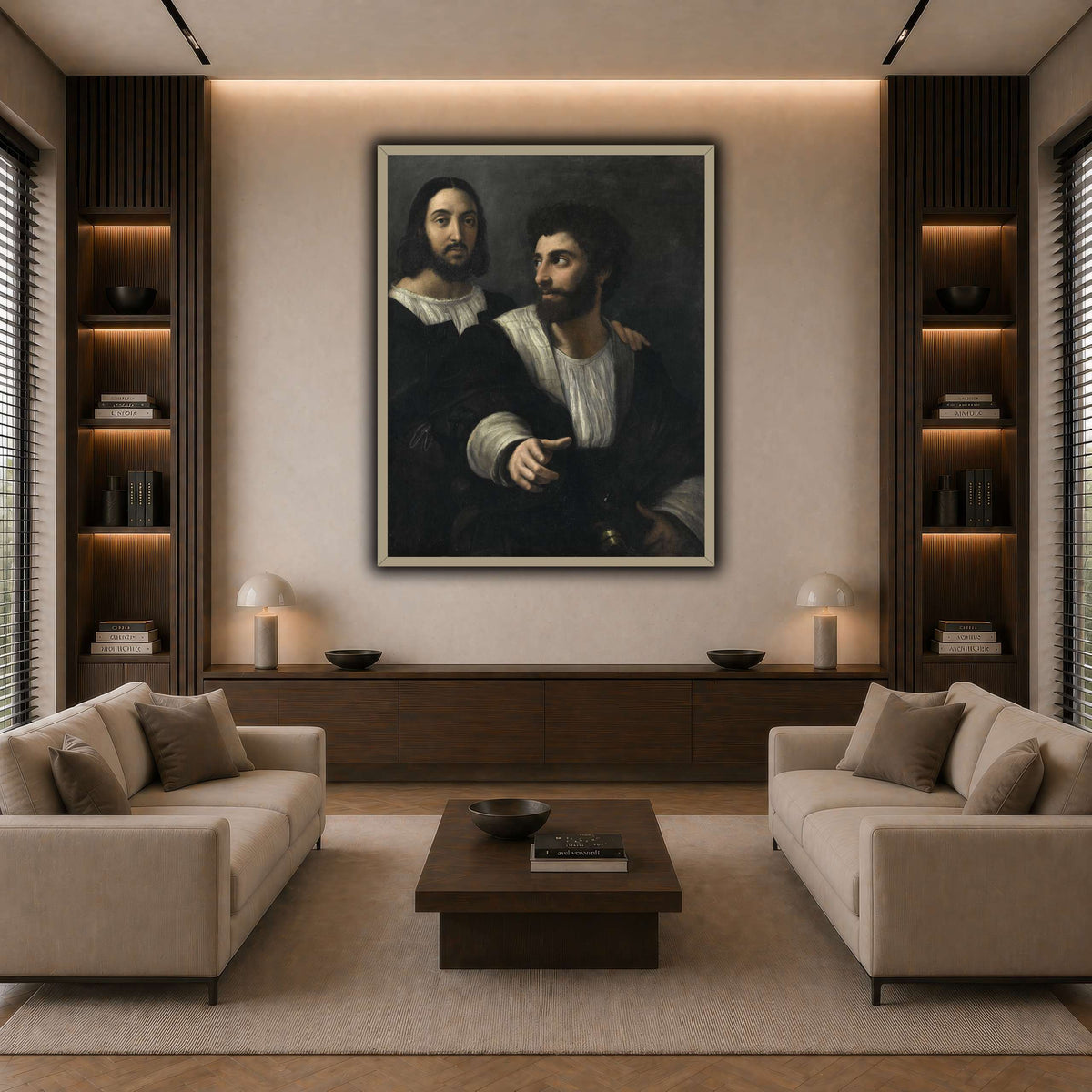 Raphael_self_portrait_with_a_friend dark neutral-living room