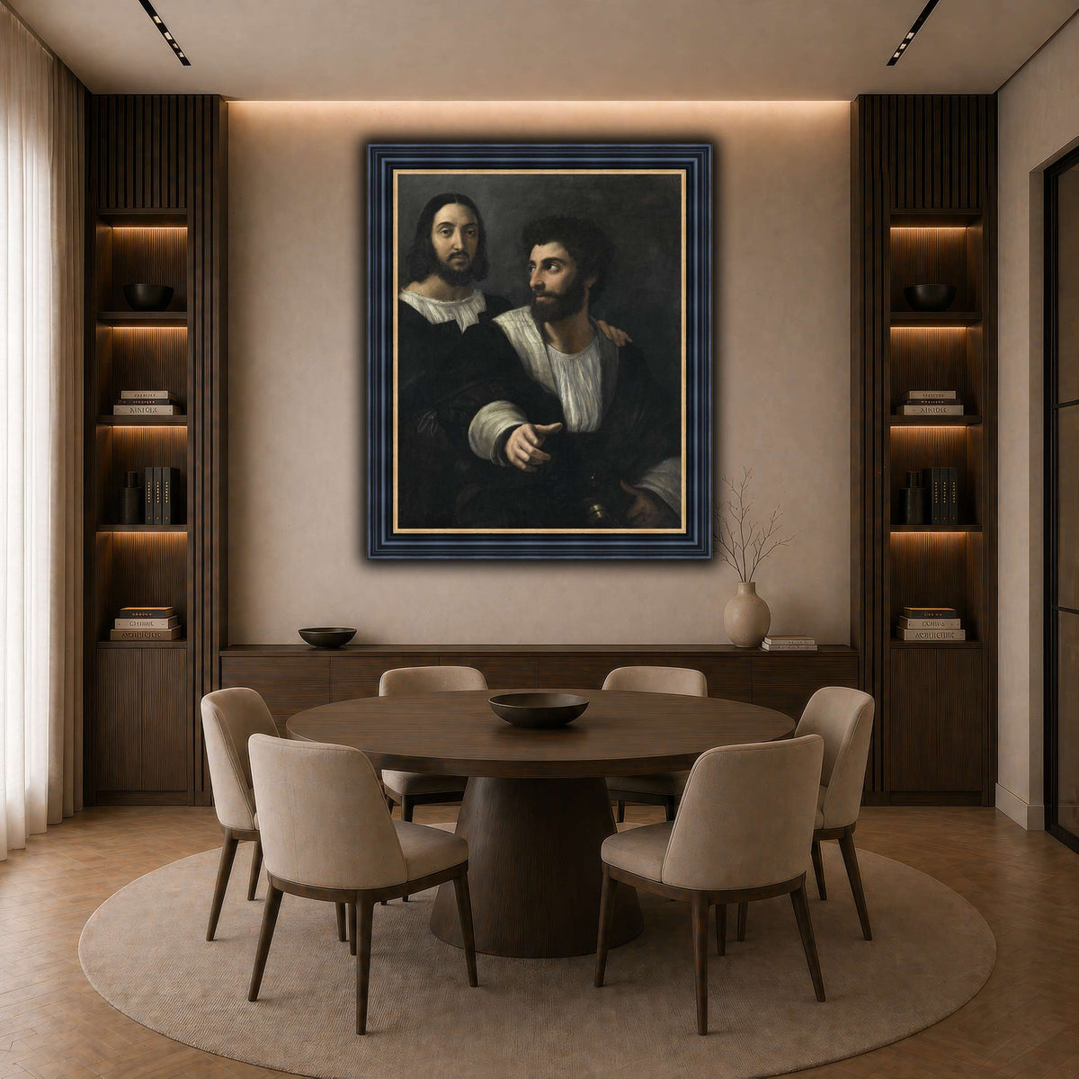 Raphael_self_portrait_with_a_friend dark neutral-dining room