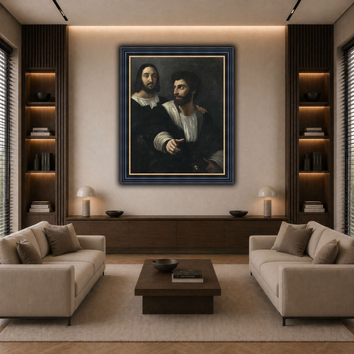 Raphael_self_portrait_with_a_friend dark neutral-living room