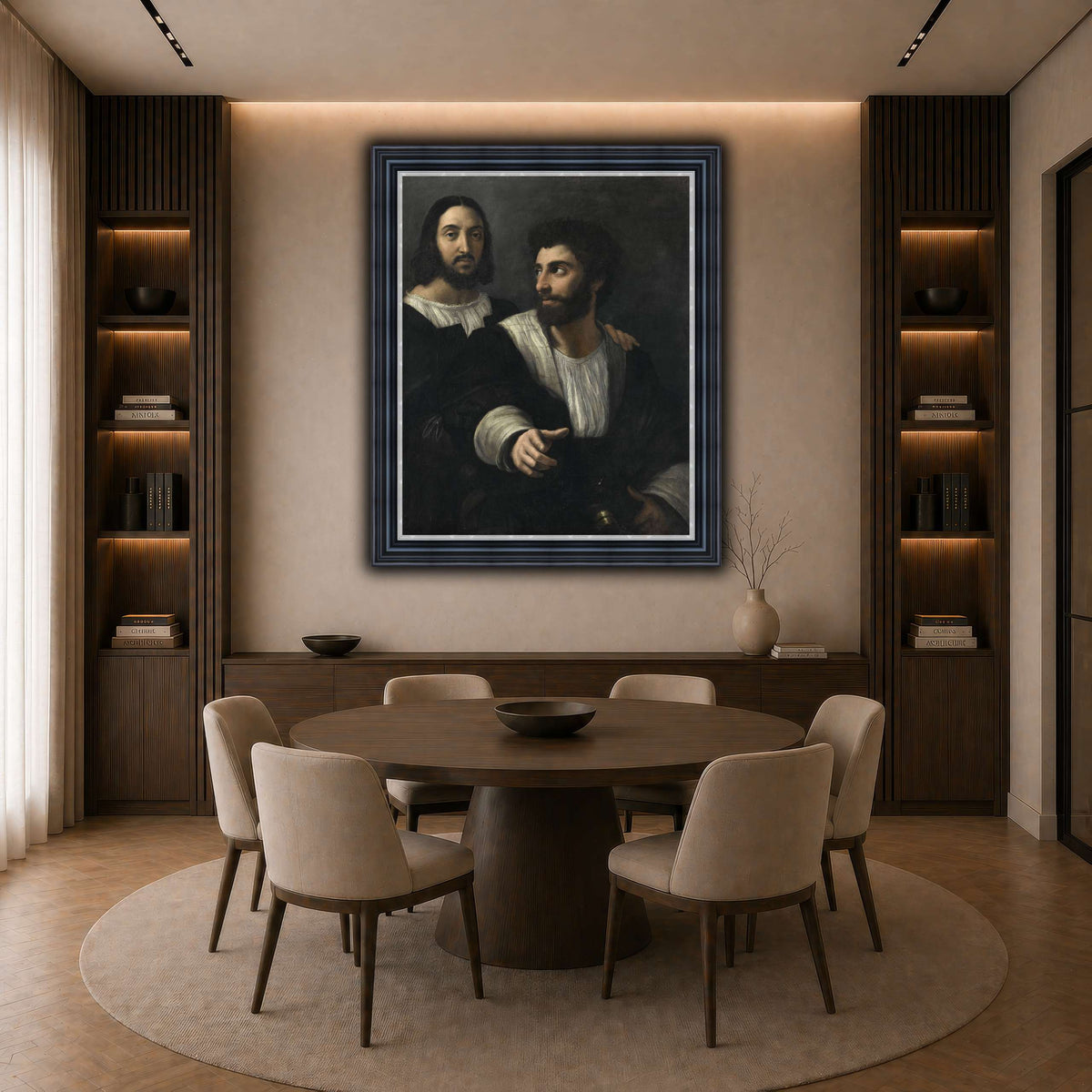 Raphael_self_portrait_with_a_friend dark neutral-dining room