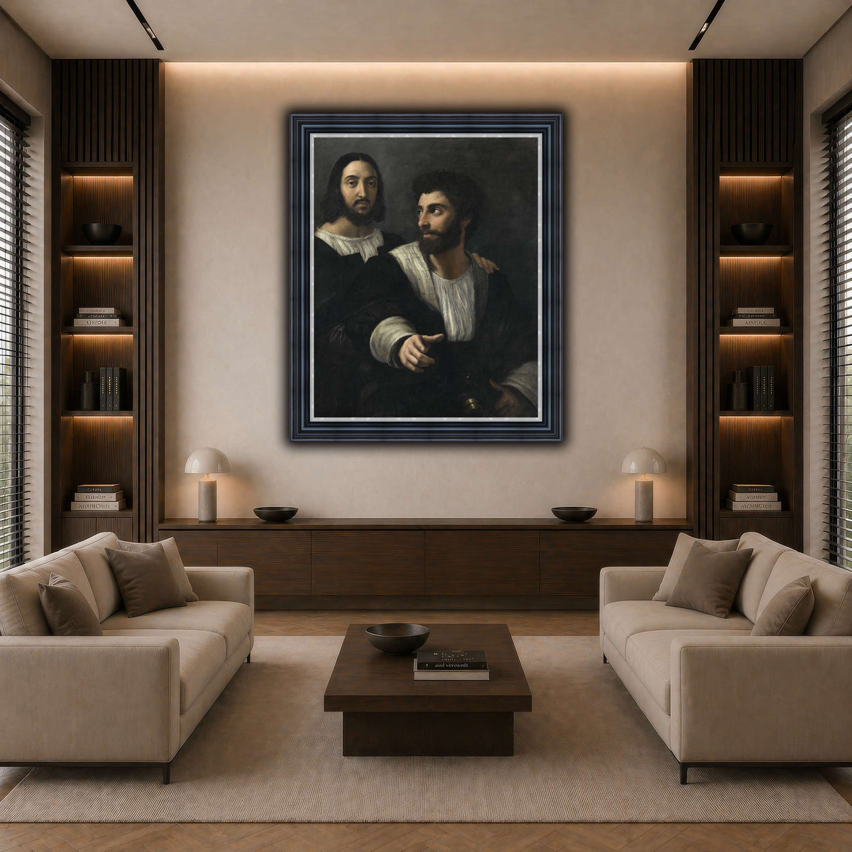 Raphael_self_portrait_with_a_friend dark neutral-living room