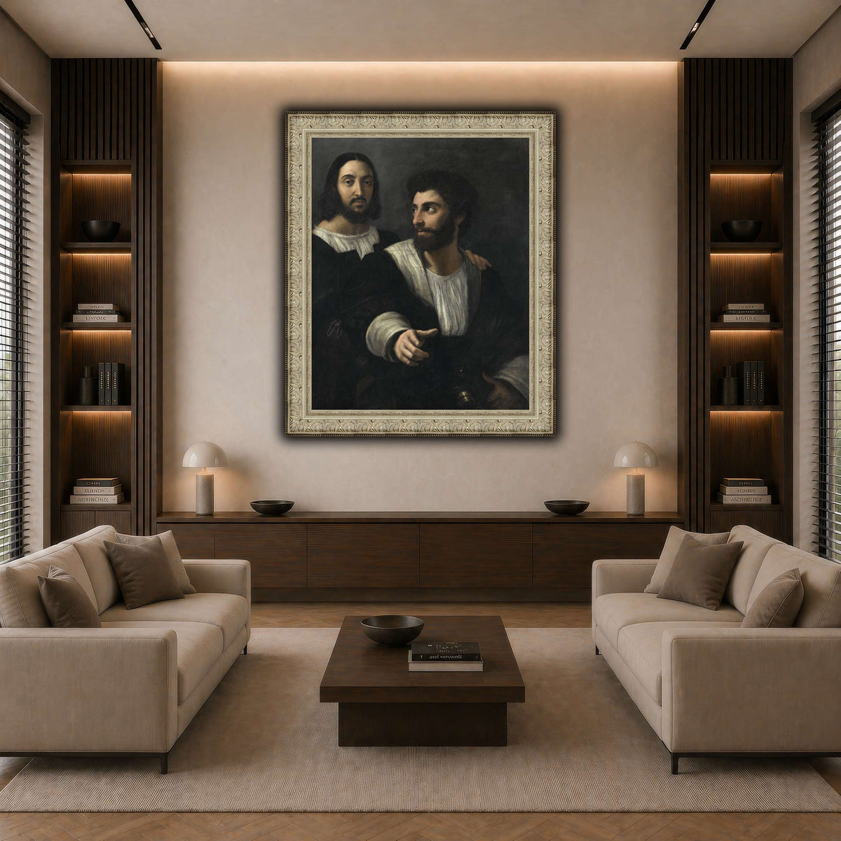 Raphael_self_portrait_with_a_friend dark neutral-living room