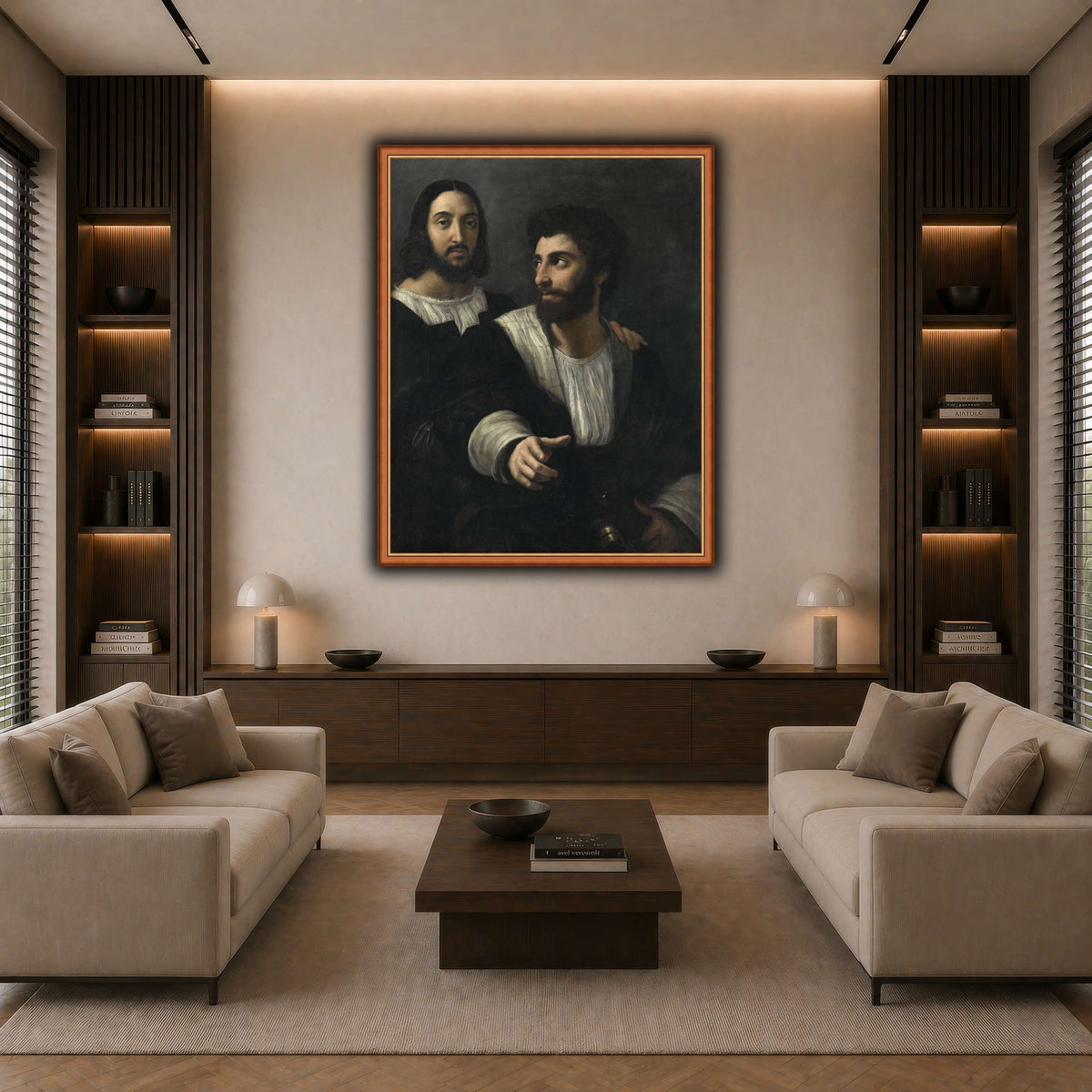 Raphael_self_portrait_with_a_friend dark neutral-living room