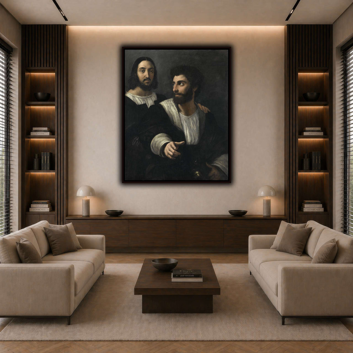 Raphael_self_portrait_with_a_friend dark neutral-living room