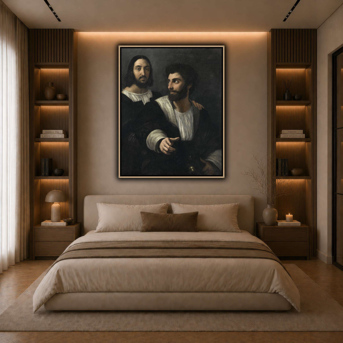 Raphael_self_portrait_with_a_friend dark neutral-bedroom