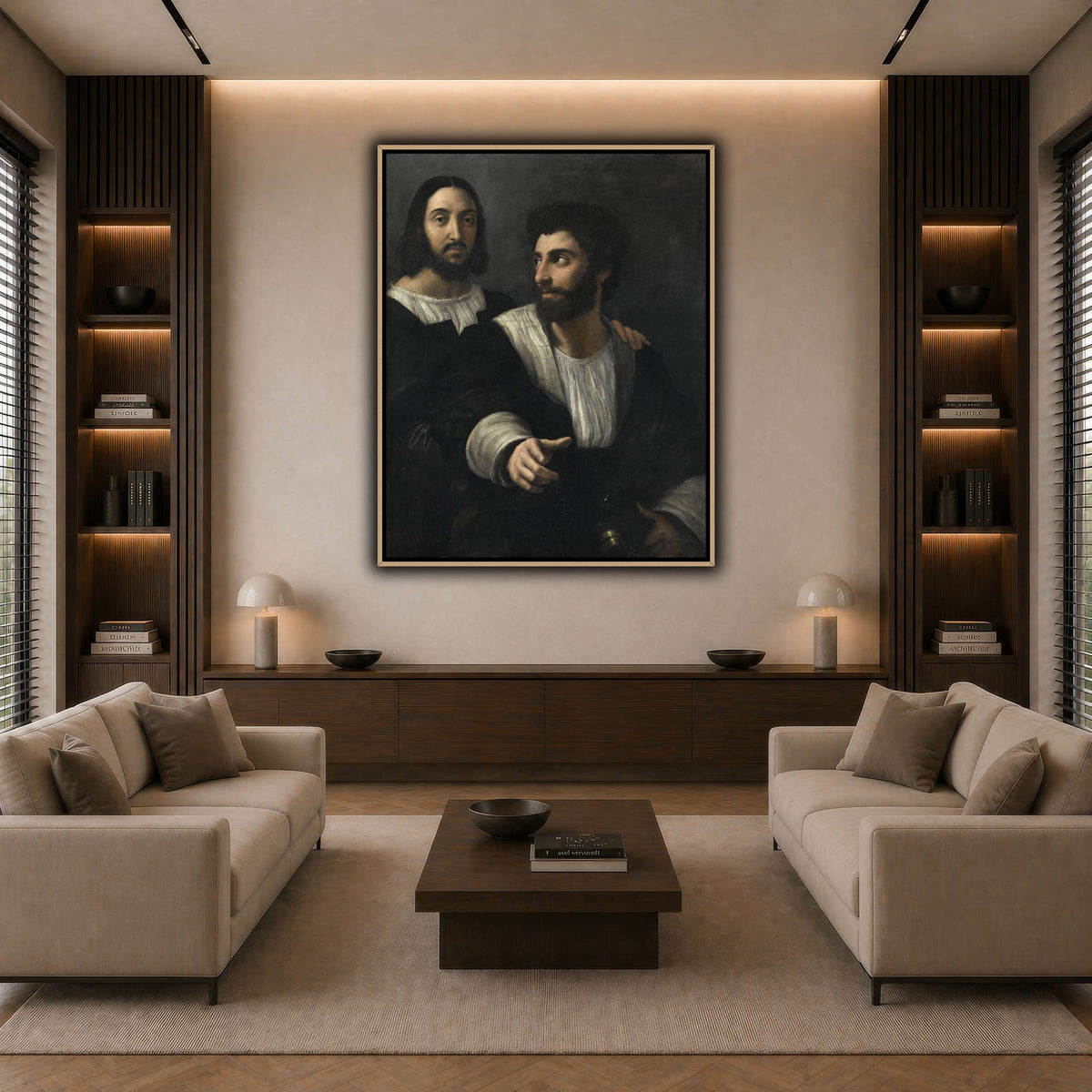 Raphael_self_portrait_with_a_friend dark neutral-living room