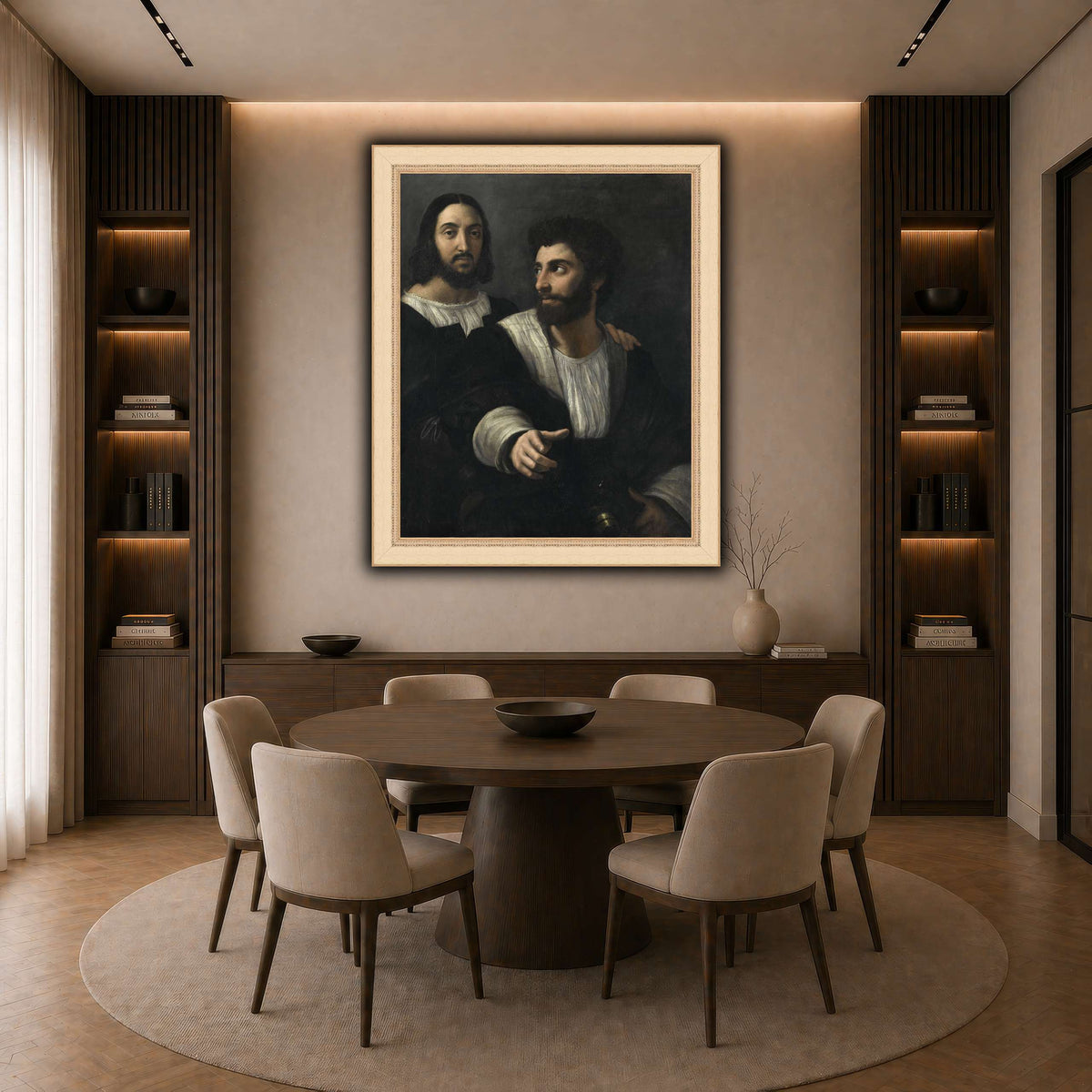 Raphael_self_portrait_with_a_friend dark neutral-dining room