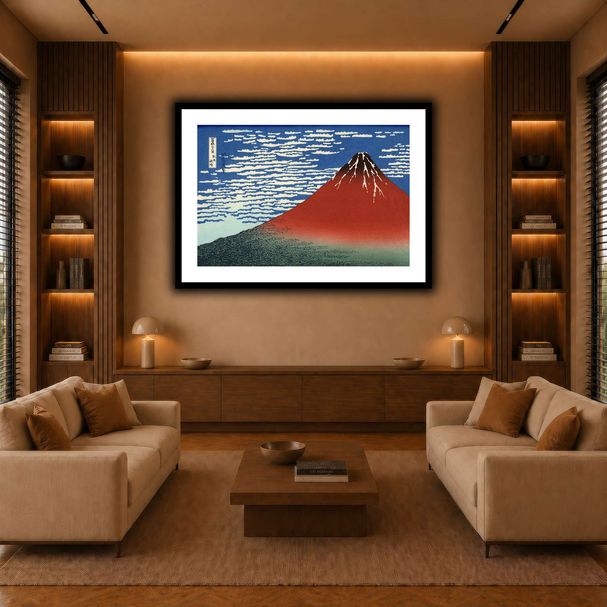 Red_Fuji_Katsushika Hokusai  warm-living-room