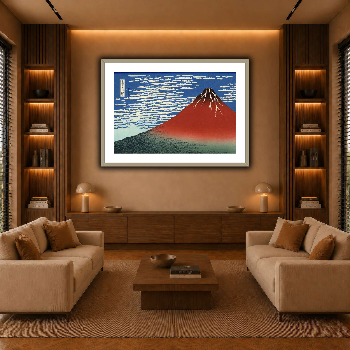 Red_Fuji_Katsushika Hokusai  warm-living-room
