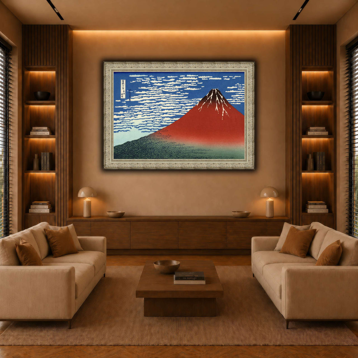 Red_Fuji_Katsushika Hokusai  warm-living-room