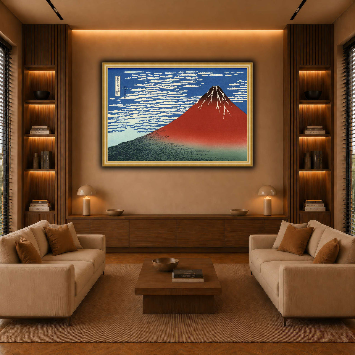 Red_Fuji_Katsushika Hokusai  warm-living-room