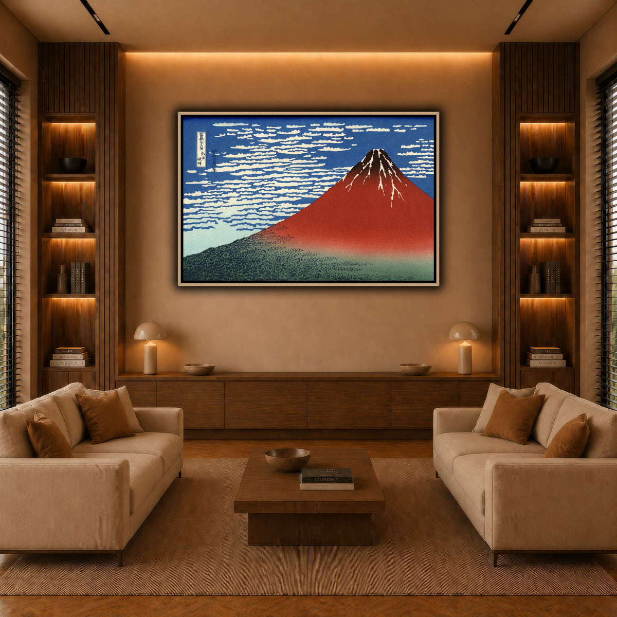 Red_Fuji_Katsushika Hokusai  warm-living-room