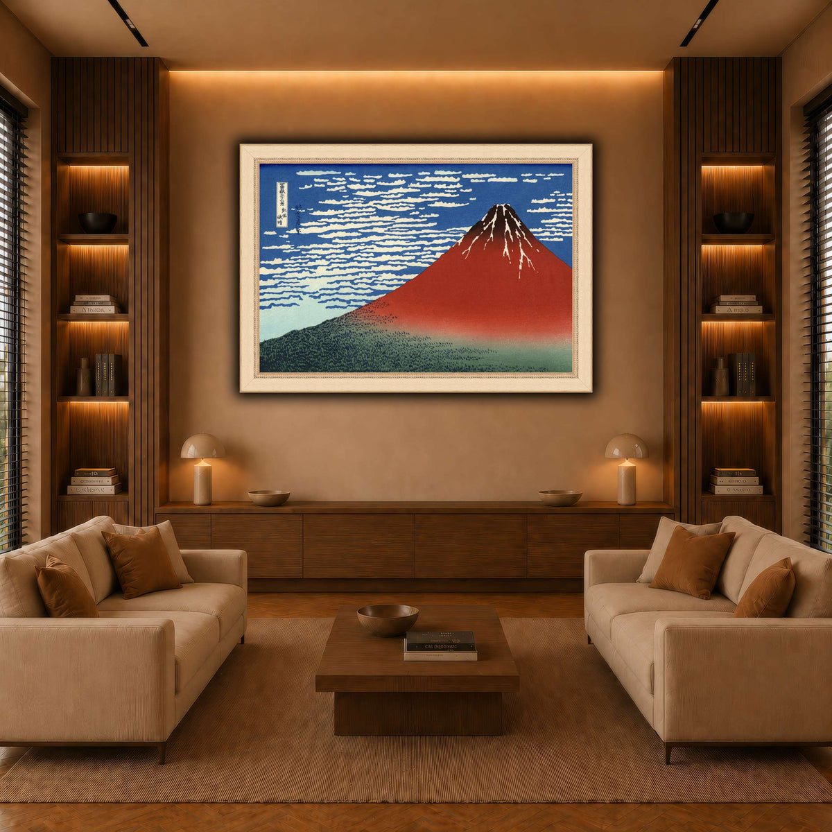 Red_Fuji_Katsushika Hokusai  warm-living-room
