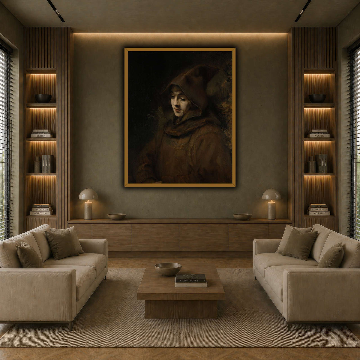 Rembrandts_zoon_Titus_in_monniksdracht_Rembrandt-van-Rijn earth-living room
